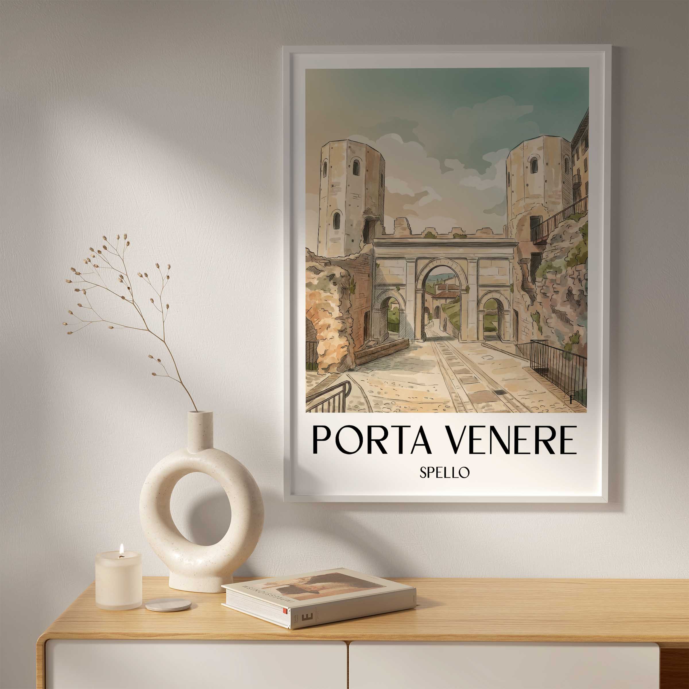 porta-venere-spello-italien-poster-aquarell
