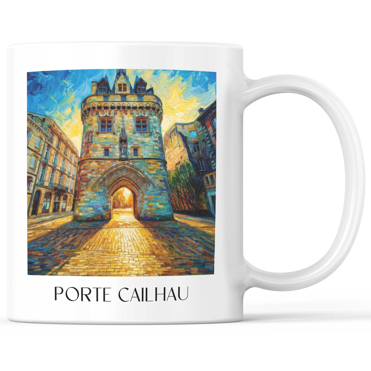 Porte Cailhau Kaffeebecher - Bordeaux - Frankreich Becher - Kaffeetasse im Ölgemälde Stil - favplace