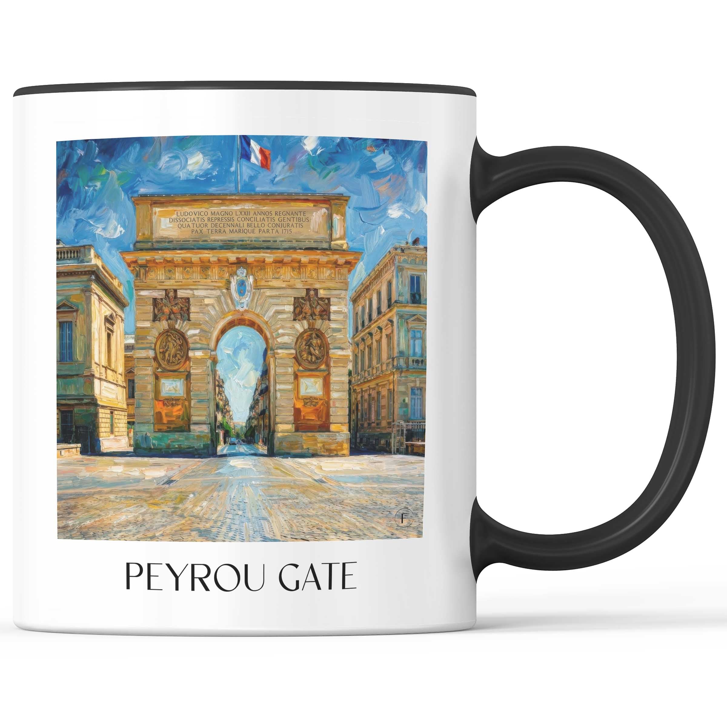 Porte du Peyrou Kaffeebecher - Montpellier - Frankreich Becher - Kaffeetasse im Ölgemälde Stil - favplace