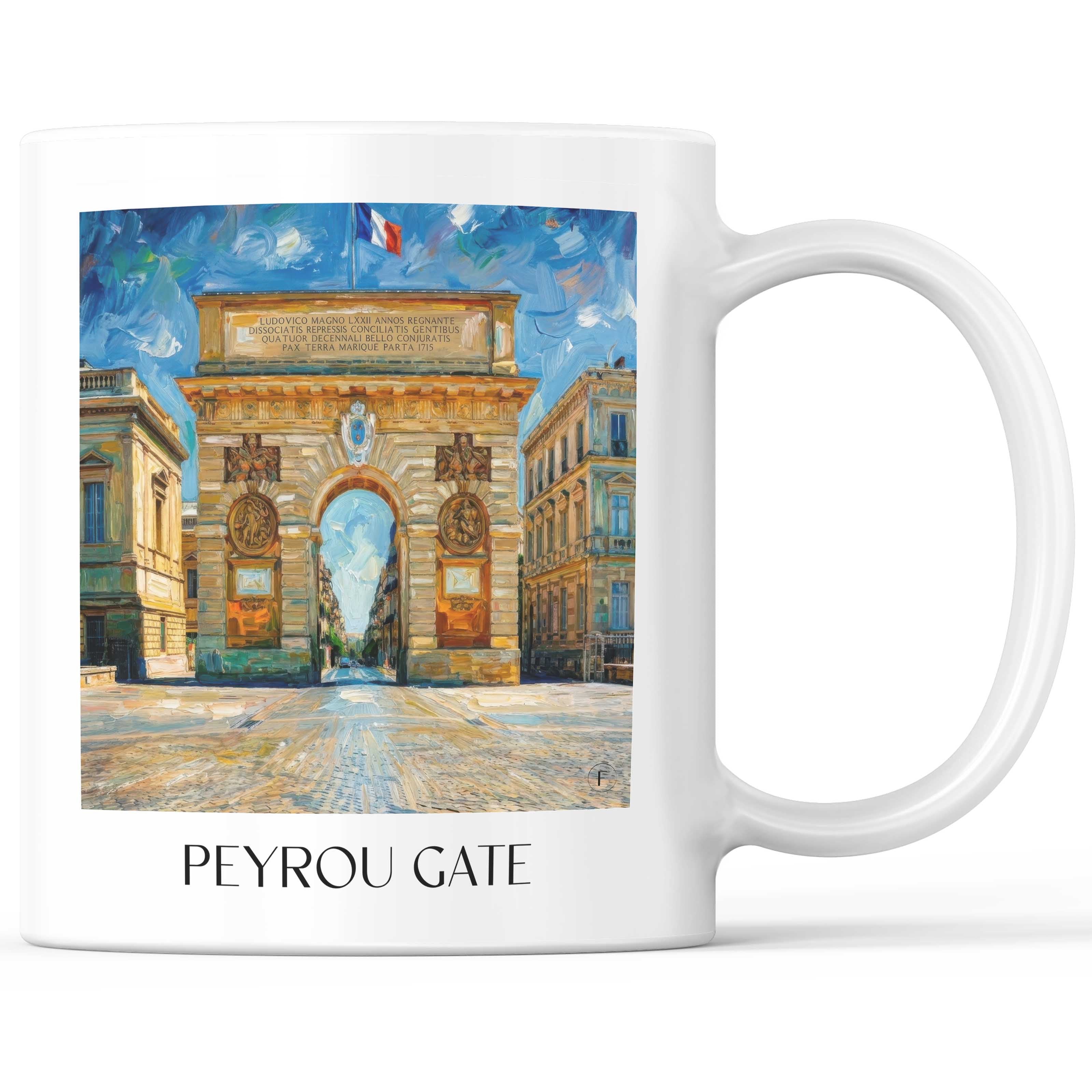 Porte du Peyrou Kaffeebecher - Montpellier - Frankreich Becher - Kaffeetasse im Ölgemälde Stil - favplace