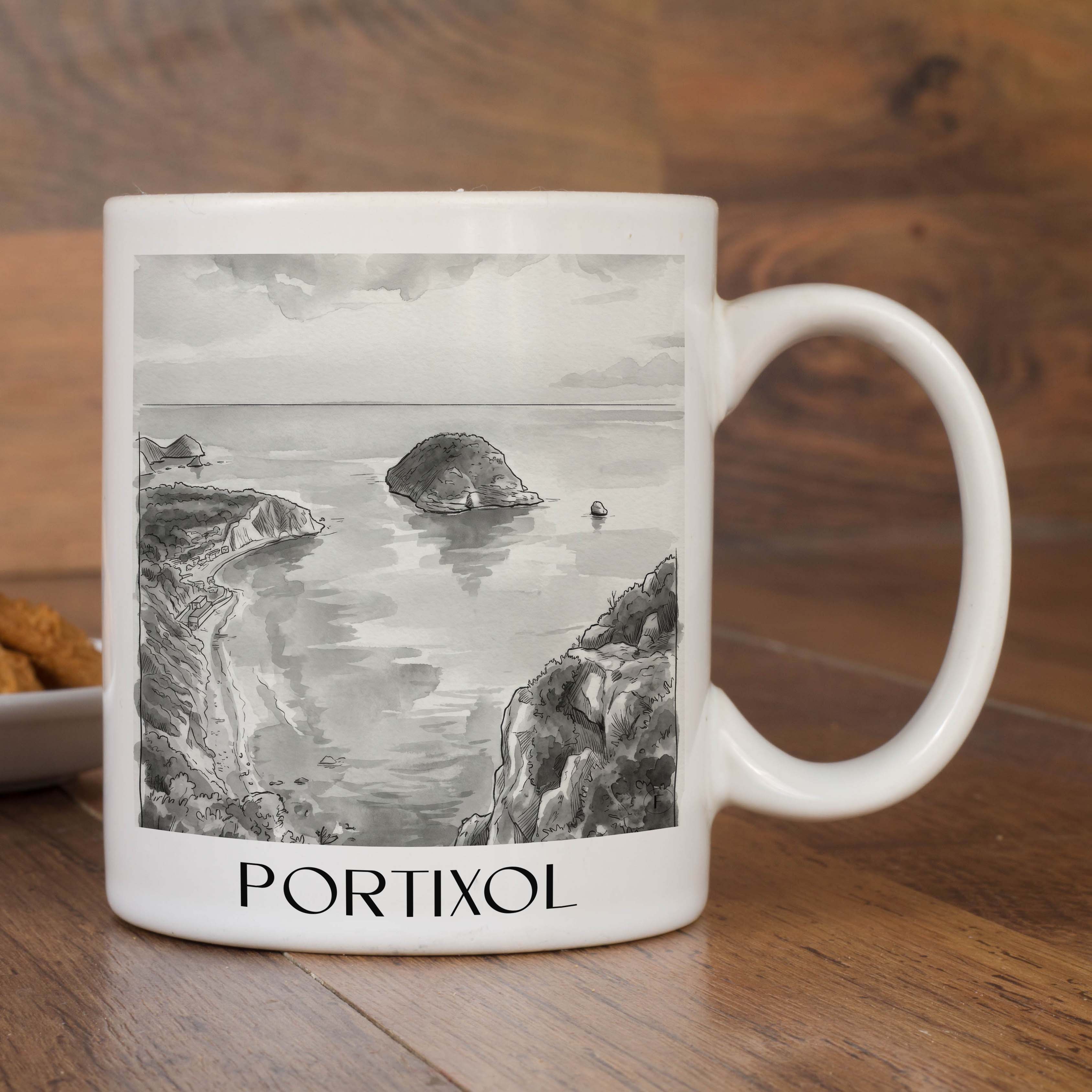 portixol--javea-spanien-kaffeebecher-aquarell-schwarz-weiss