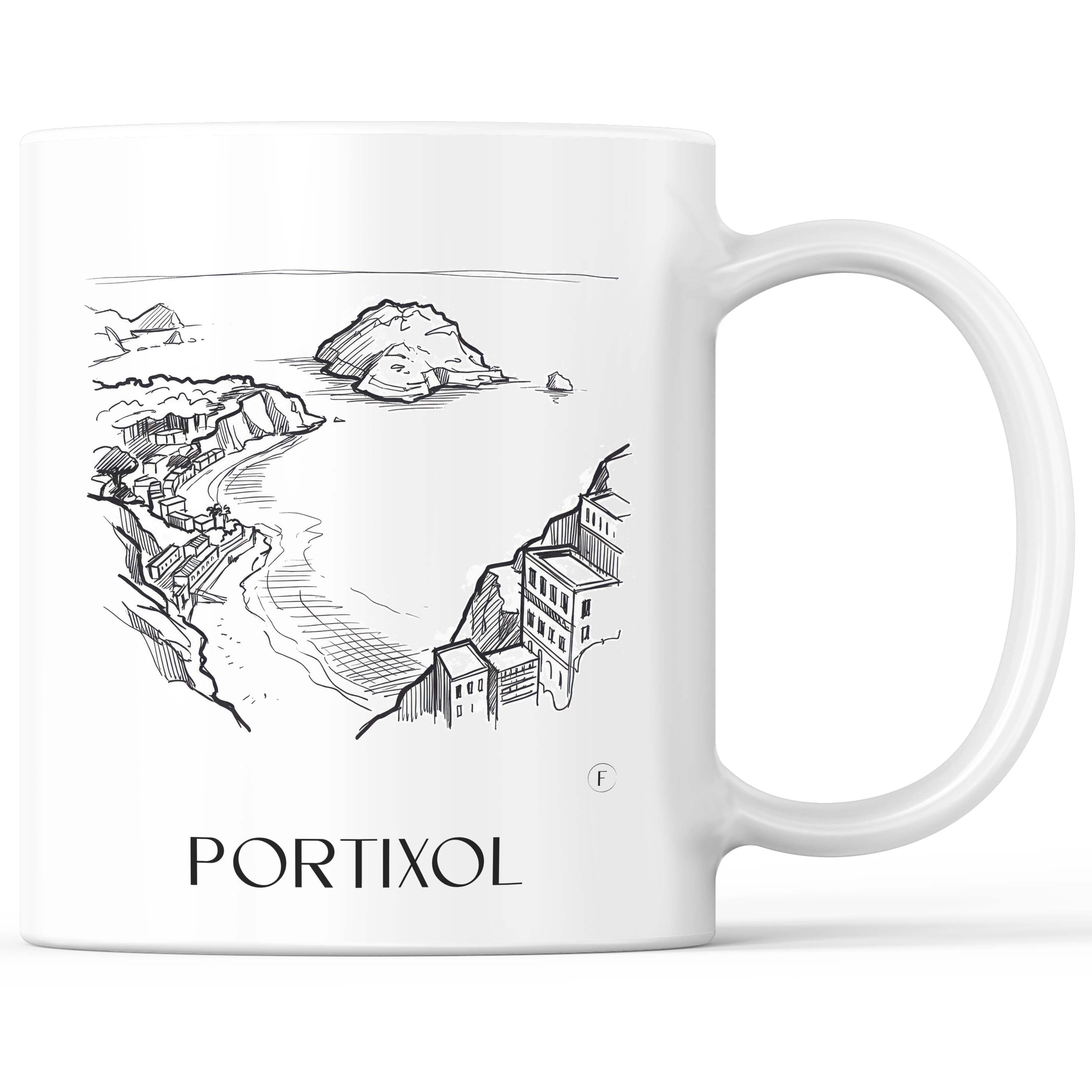 Portixol Kaffeebecher - Javea - Spanien Becher - Kaffeetasse im Skizze Stil - favplace