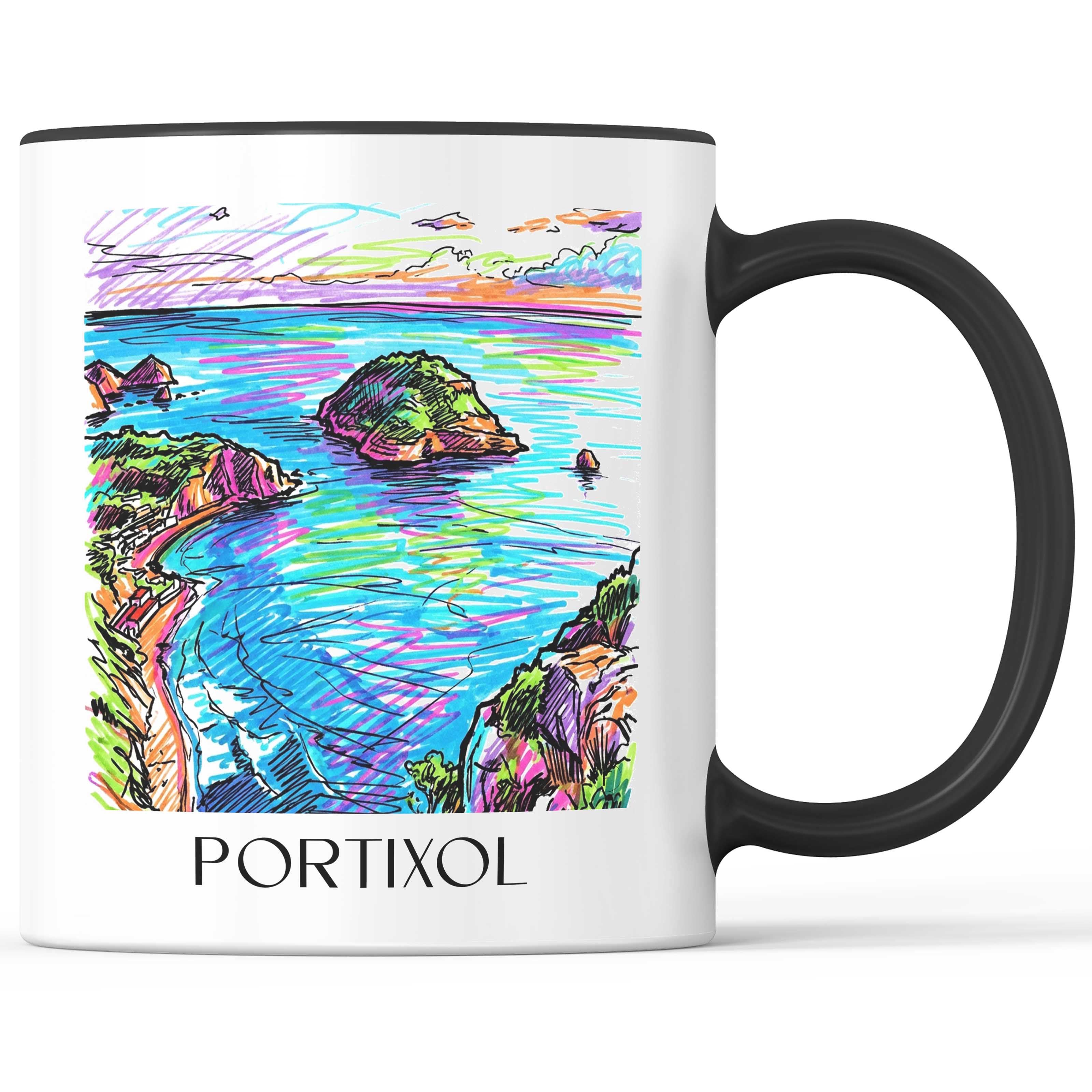 Portixol Kaffeebecher - Javea - Spanien Becher - Kaffeetasse im Tag Graffiti Stil - favplace