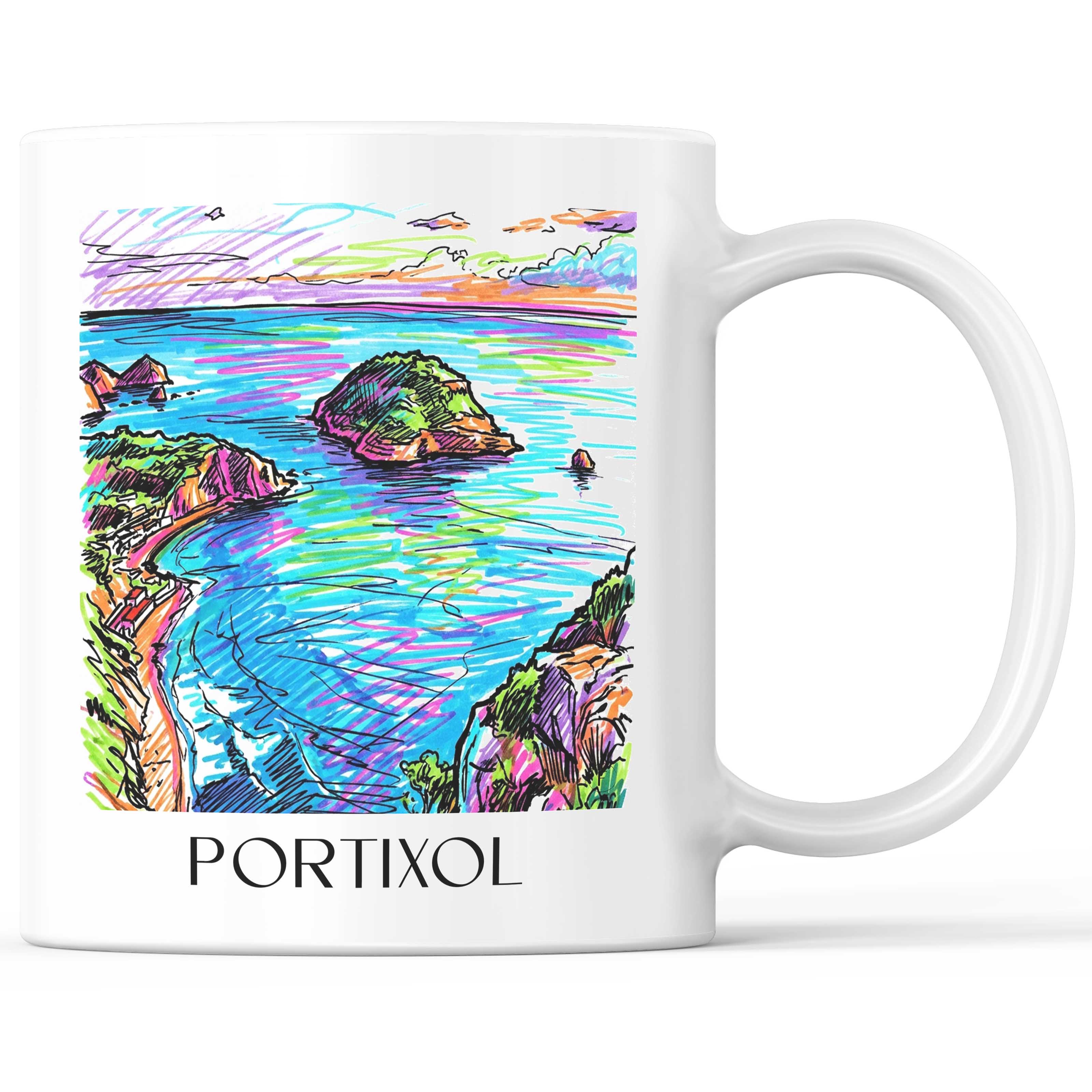 Portixol Kaffeebecher - Javea - Spanien Becher - Kaffeetasse im Tag Graffiti Stil - favplace
