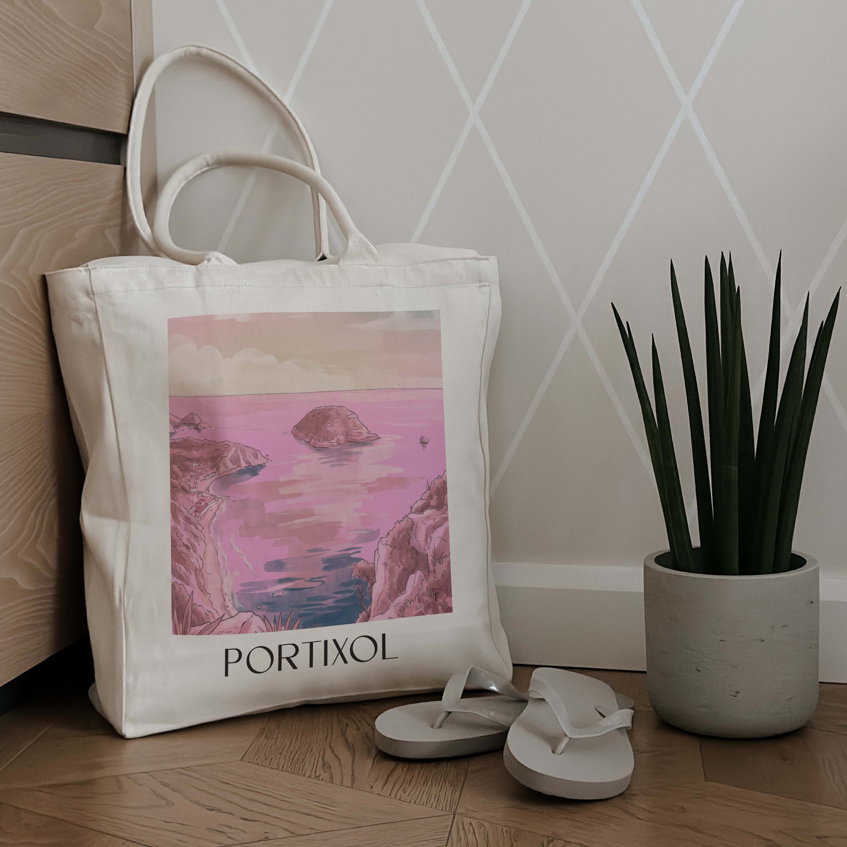 portixol--javea-spanien-einkaufstasche-aquarell-pink-rosa