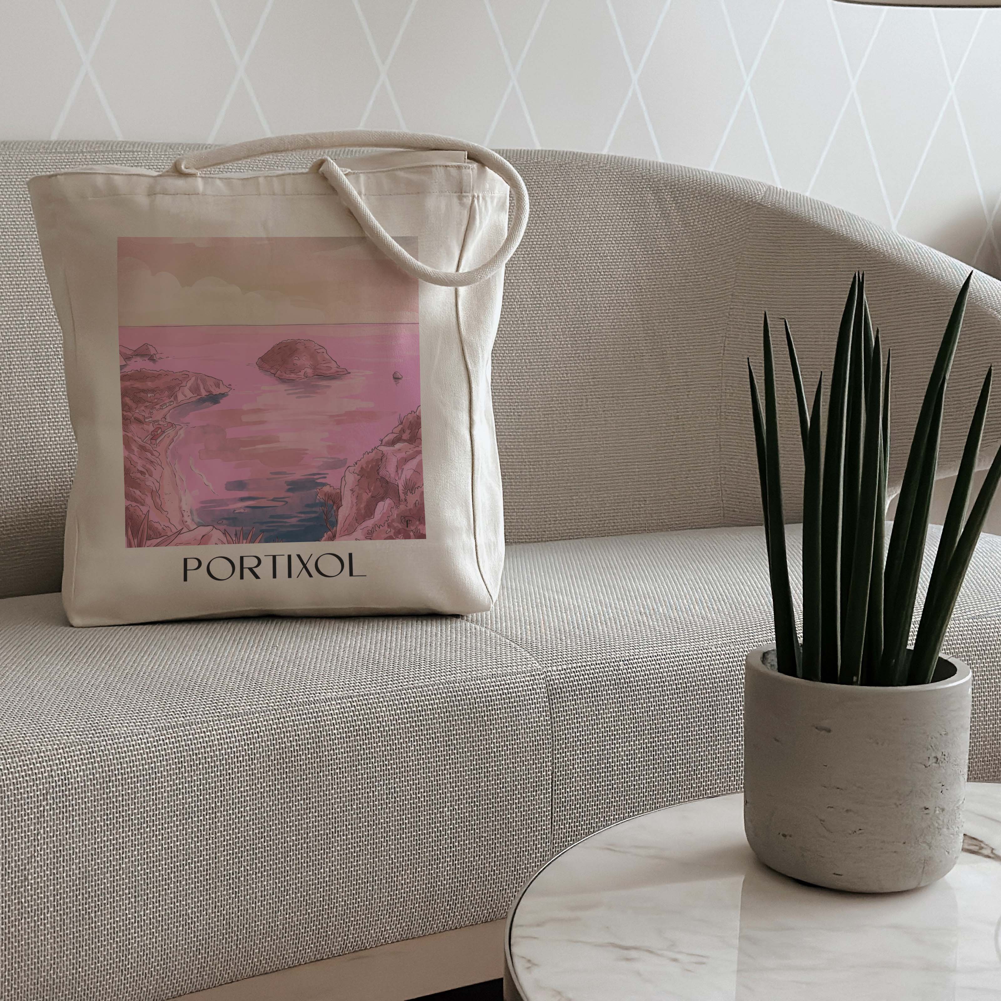 portixol--javea-spanien-einkaufstasche-aquarell-pink-rosa
