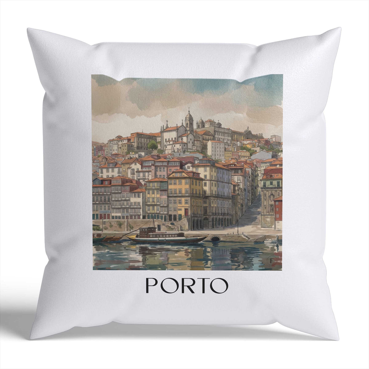 Porto Kissenhülle - Zierkissen Bezug - Portugal - Portugal Kissen bzw. Kissenbezug im Aquarell Stil - favplace
