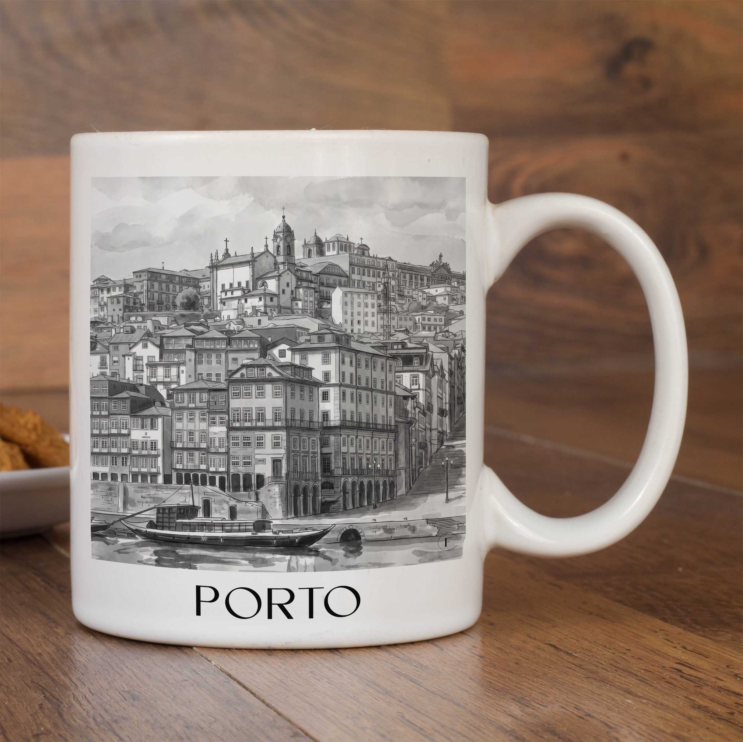 porto-portugal-kaffeebecher-aquarell-schwarz-weiss