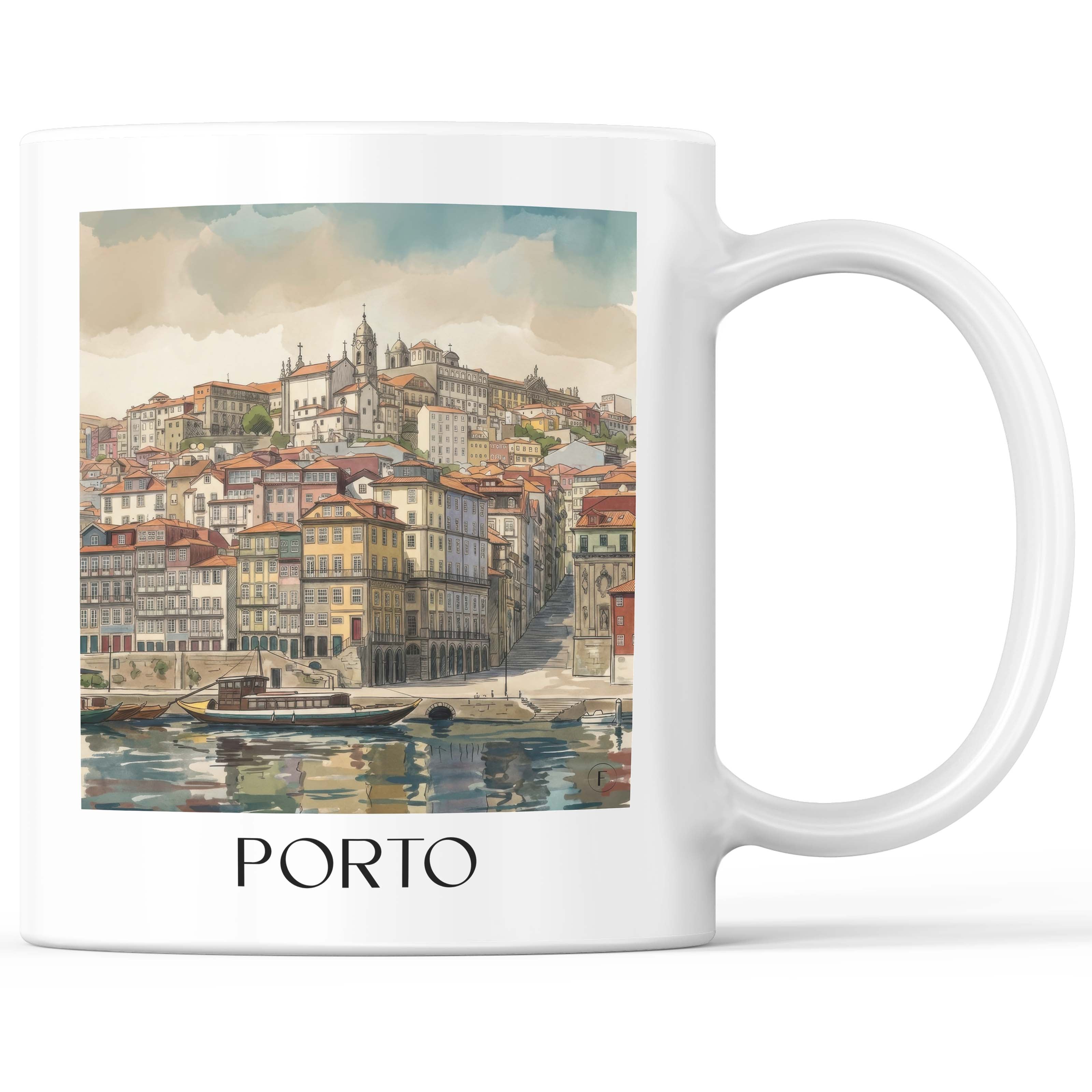Porto - Portugal Becher - Kaffeetasse im Aquarell Stil - favplace