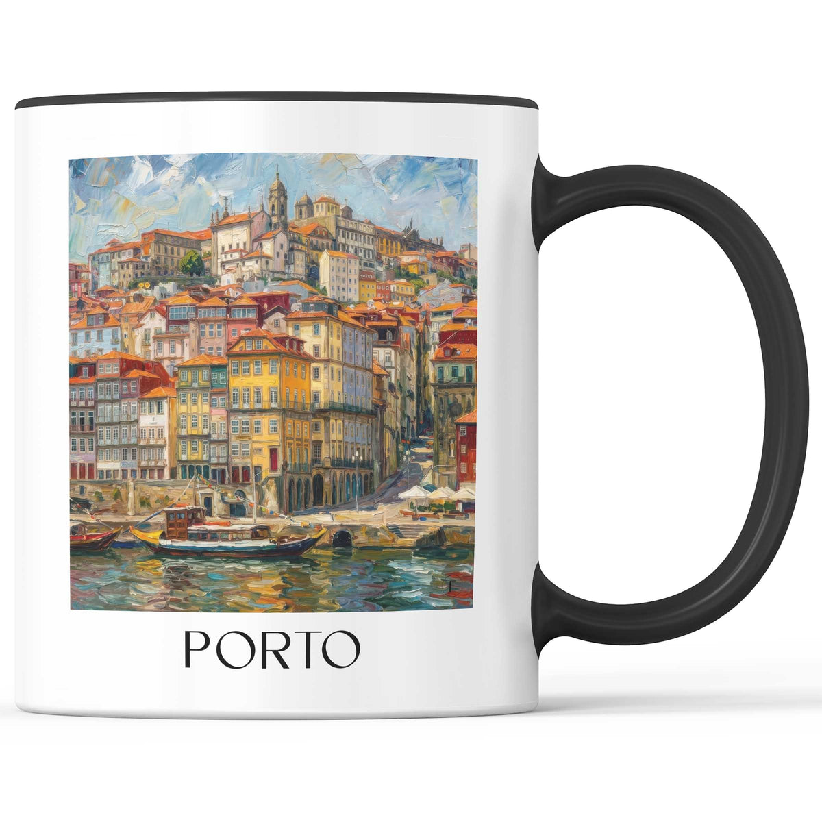 Porto - Portugal Becher - Kaffeetasse im Ölgemälde Stil - favplace