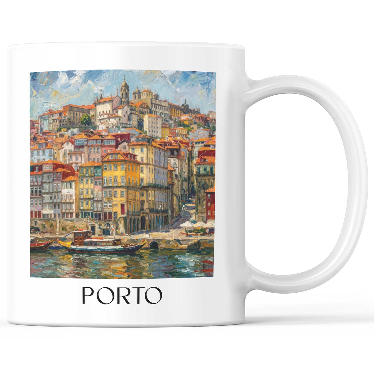 Porto - Portugal Becher - Kaffeetasse im Ölgemälde Stil - favplace
