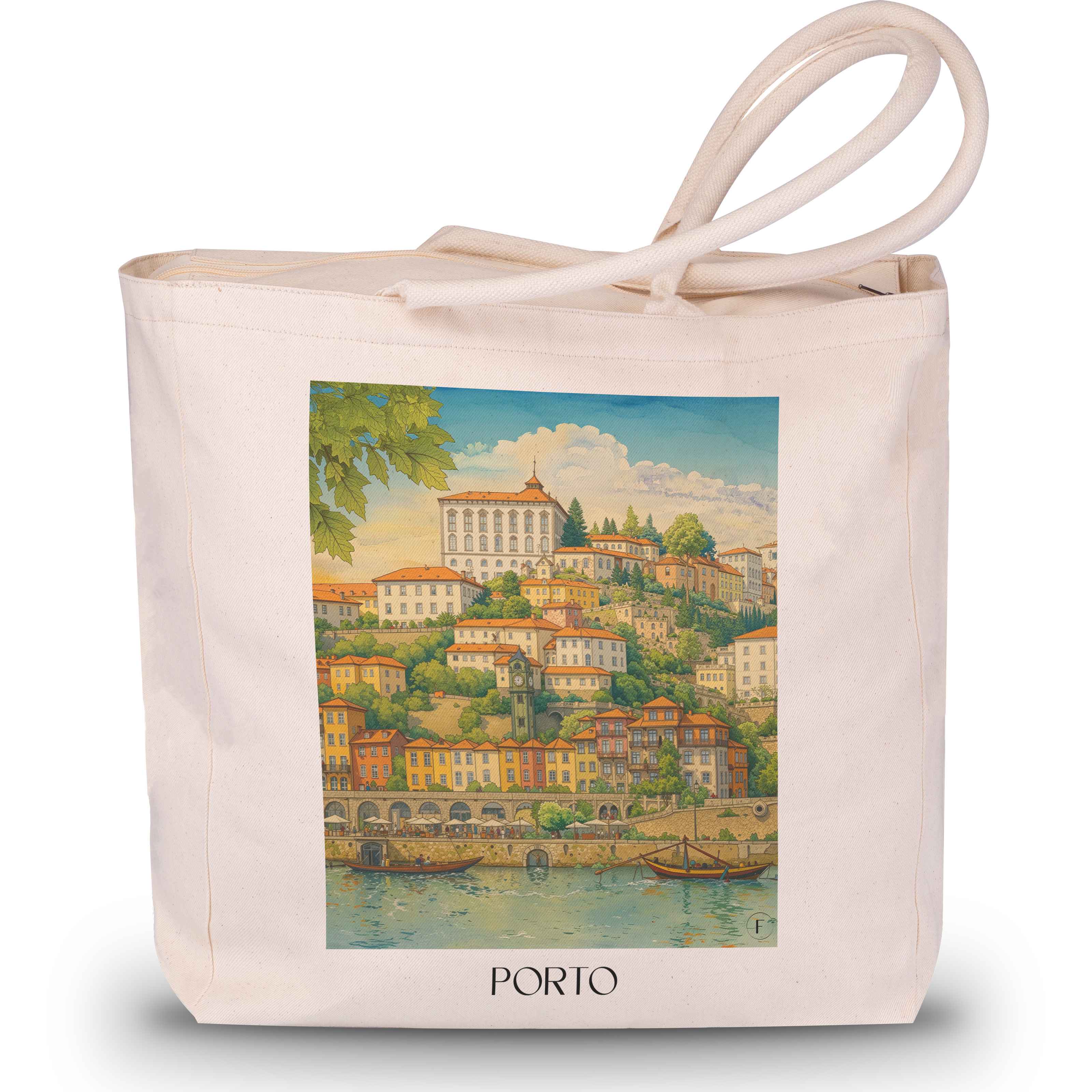Porto - Portugal Tote Bag - Einkaufstasche im Aquarell Stil - favplace