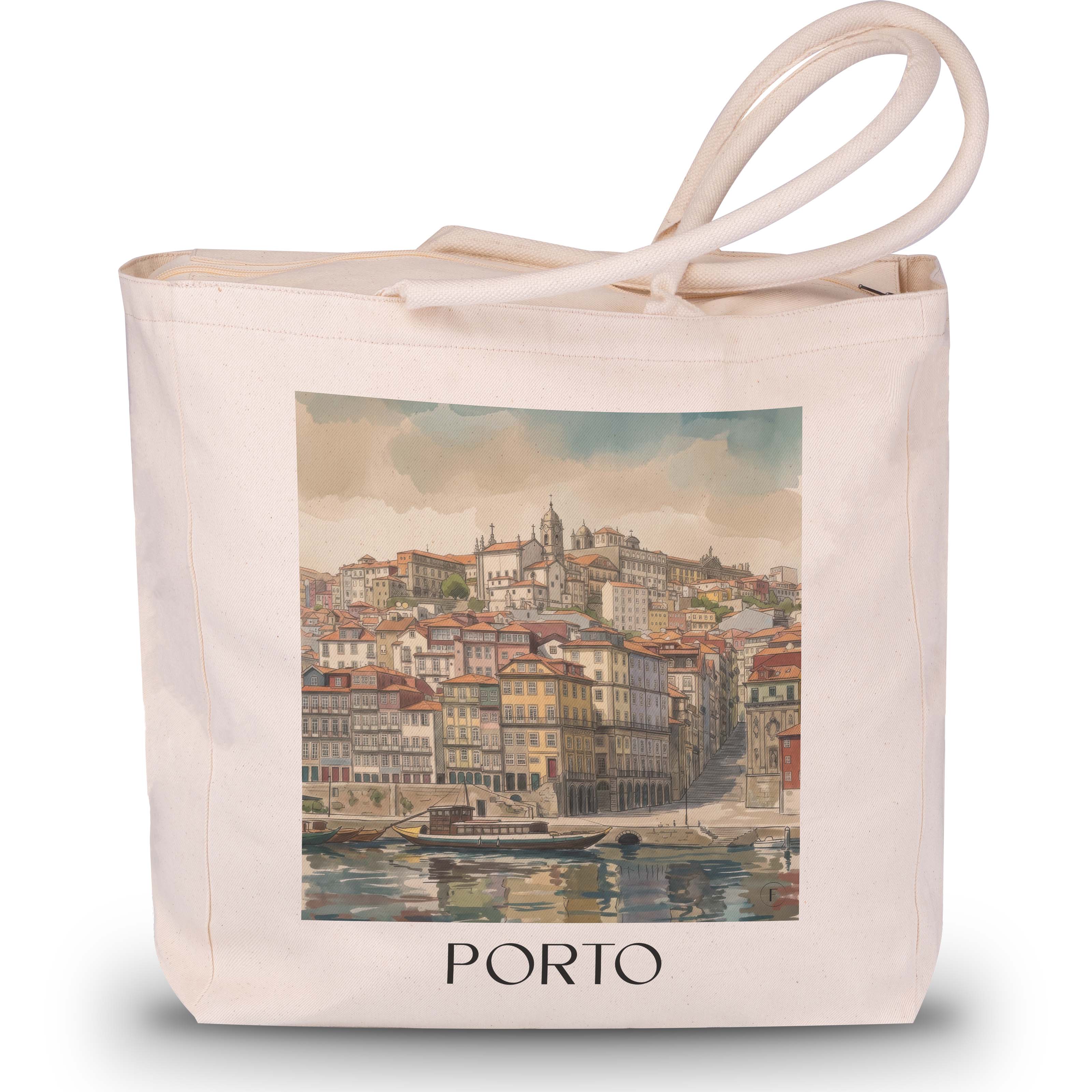 Porto - Portugal Tote Bag - Einkaufstasche im Aquarell Stil - favplace
