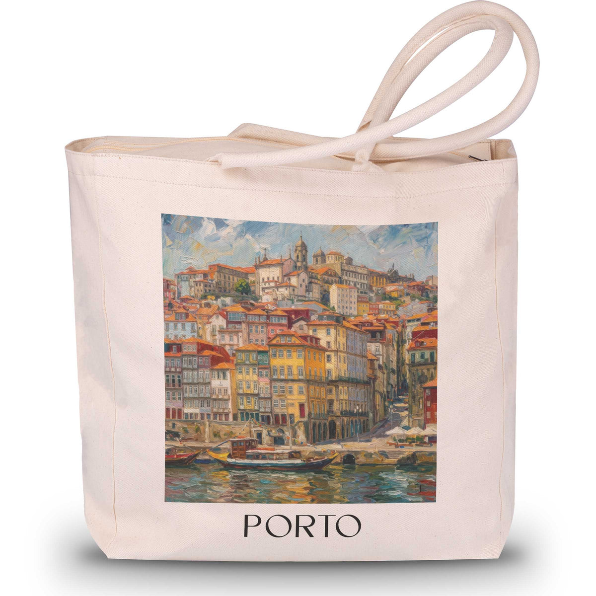 Porto - Portugal Tote Bag - Einkaufstasche im Ölgemälde Stil - favplace