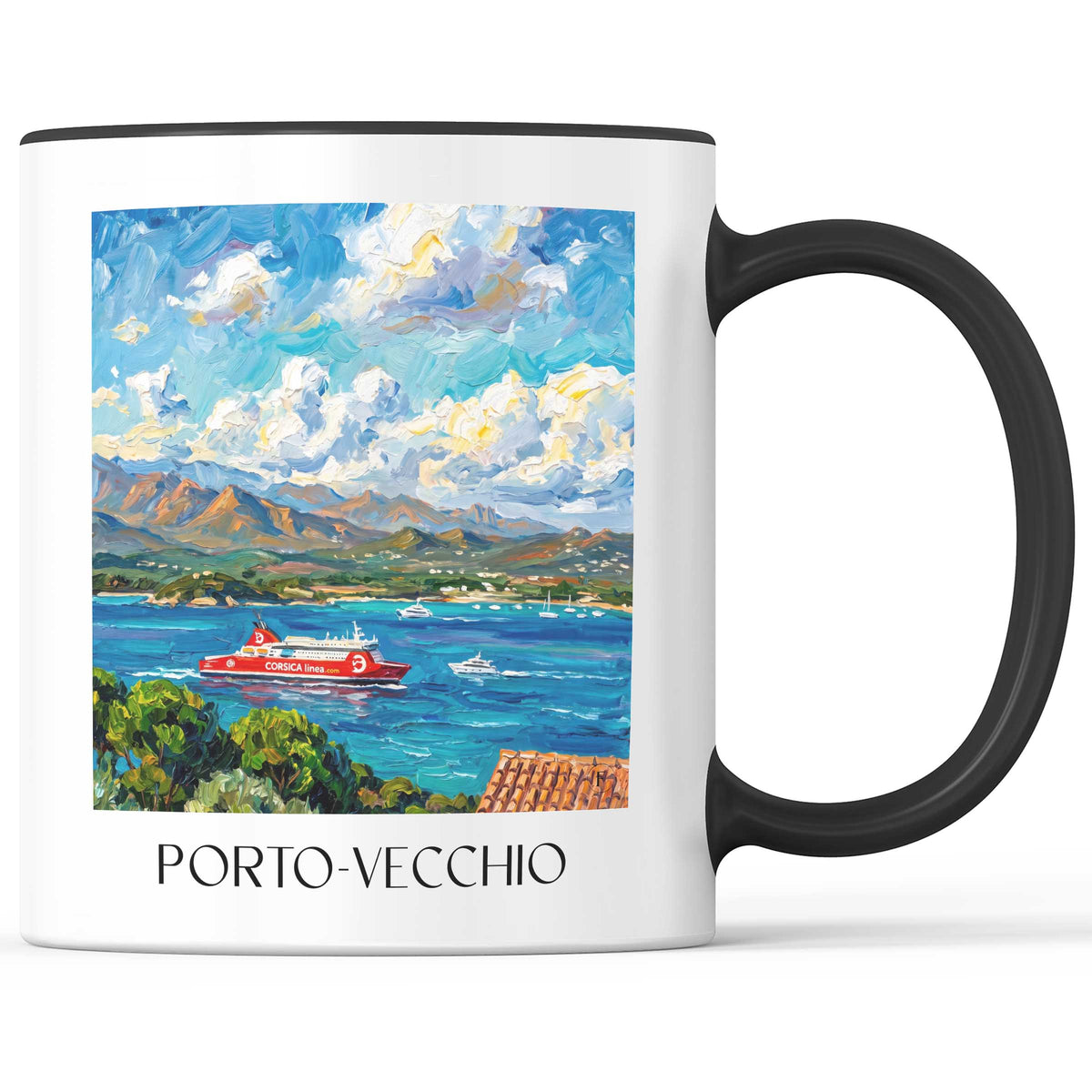 Porto-Vecchio Kaffeebecher - Korsika - Frankreich Becher - Kaffeetasse im Ölgemälde Stil - favplace