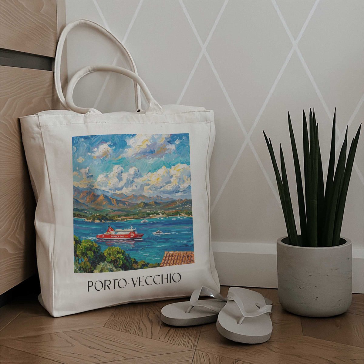 porto-vecchio-korsika-frankreich-einkaufstasche-oil-painting-oelgemaelde