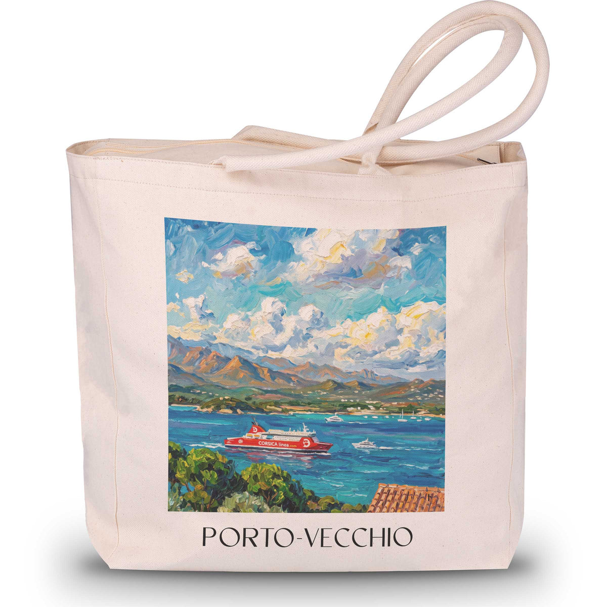 Porto-Vecchio Shopping Tasche - Korsika - Frankreich Tote Bag - Einkaufstasche im Ölgemälde Stil