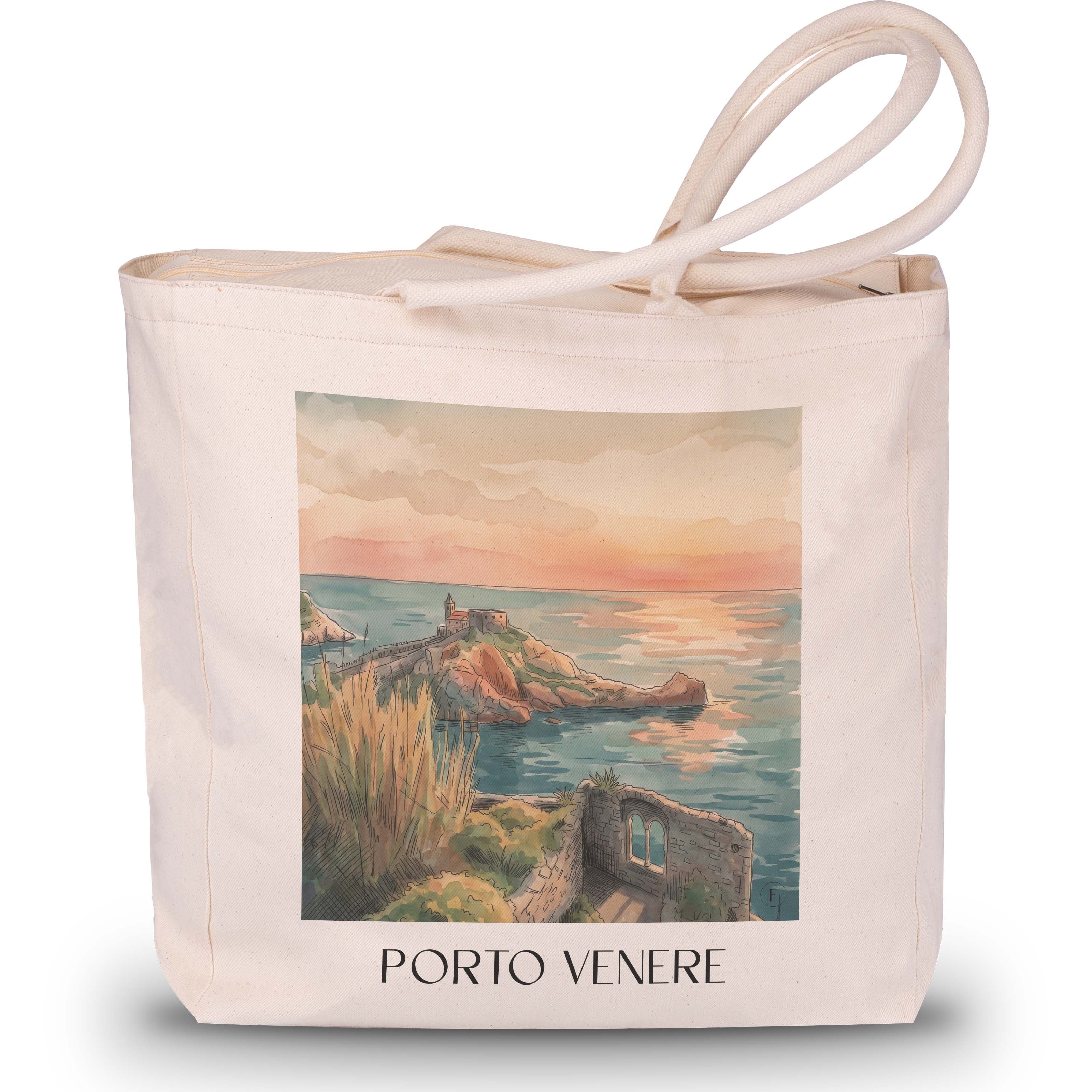 Porto Venere - Italien Tote Bag - Einkaufstasche im Aquarell Stil - favplace