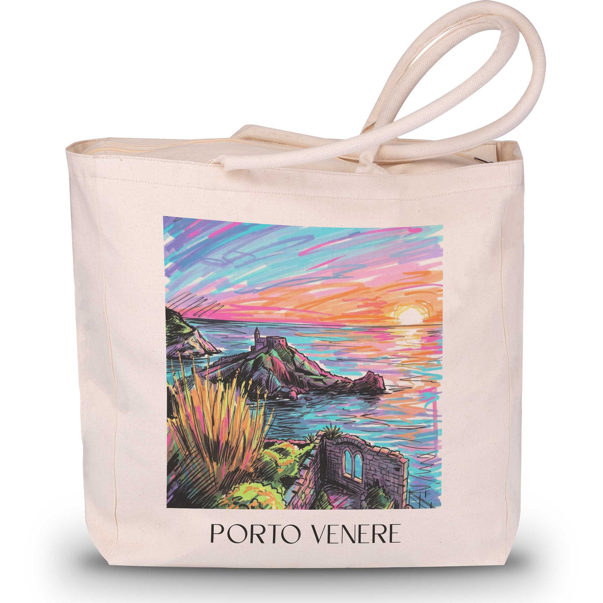 Porto Venere - Italien Tote Bag - Einkaufstasche im Tag Graffiti Stil - favplace