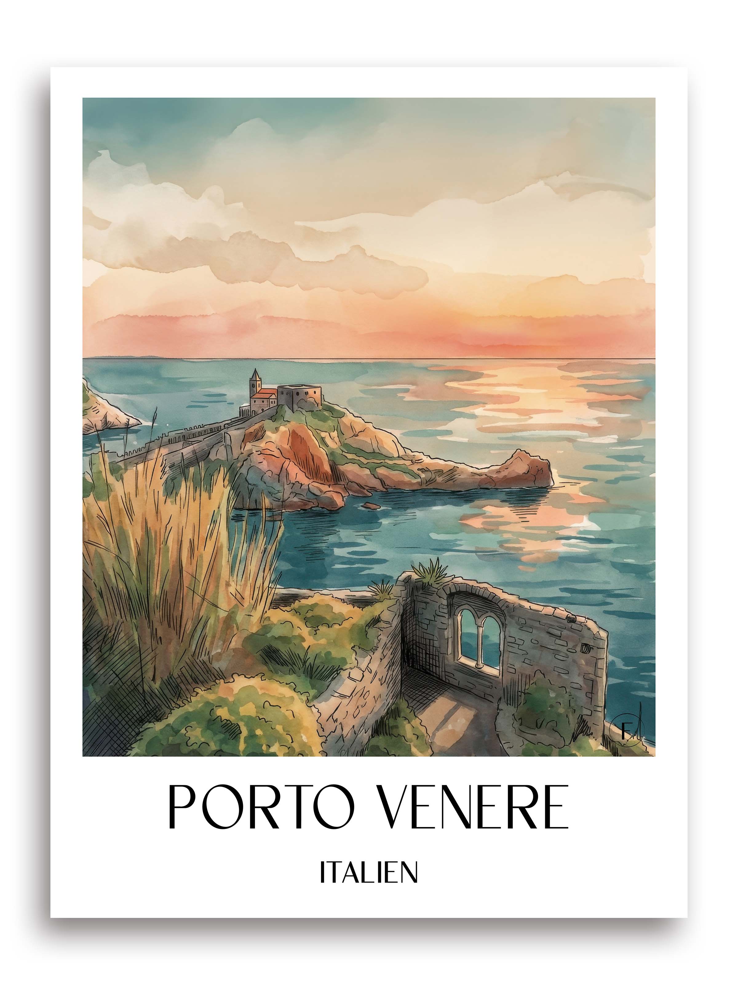 porto-venere-italien-poster-aquarell
