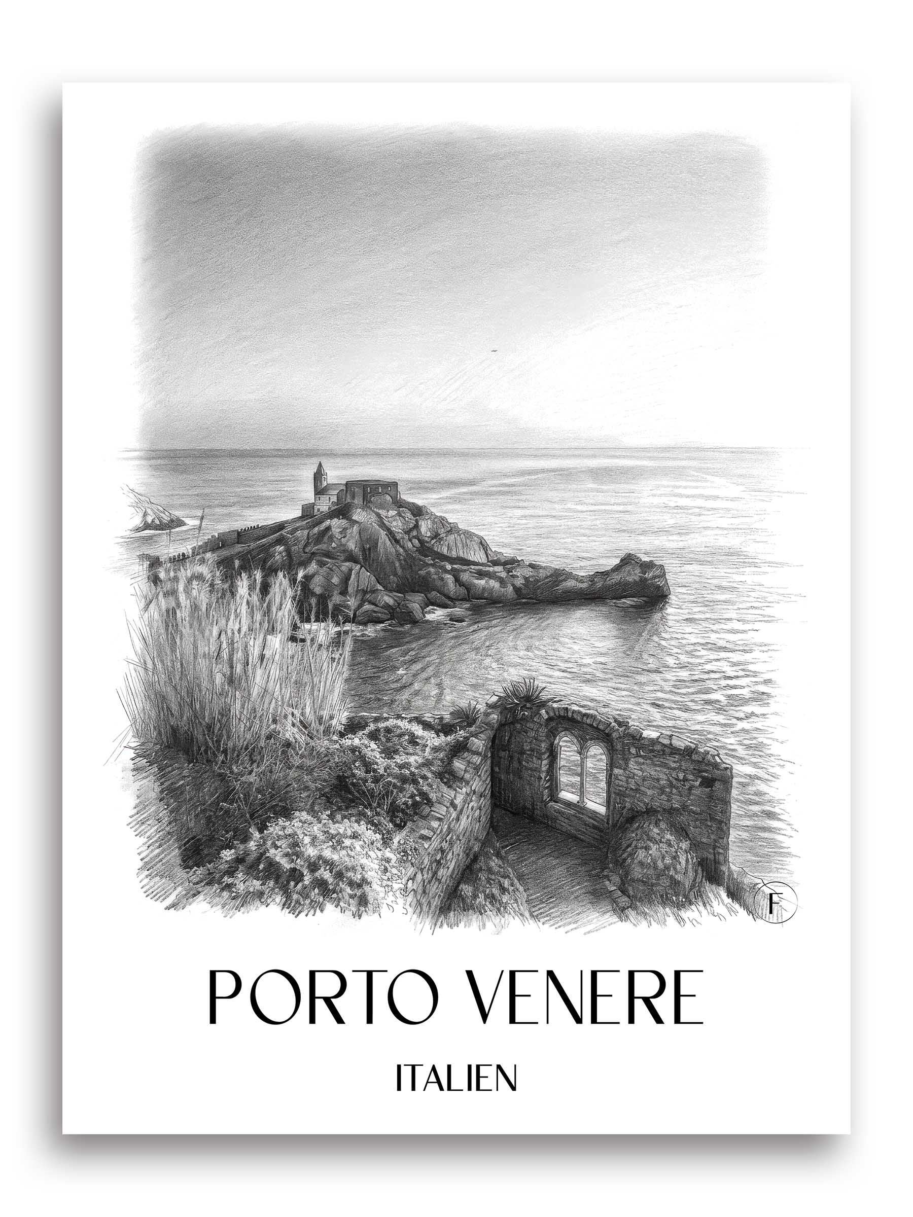 porto-venere-italien-poster-bleistift-zeichnung-drawing