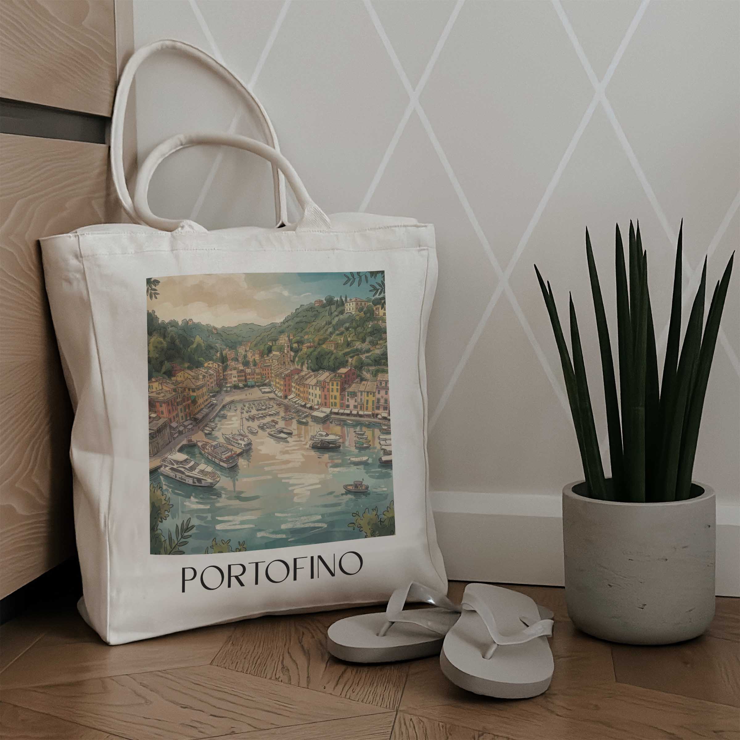 portofino-ligurien-italien-einkaufstasche-aquarell