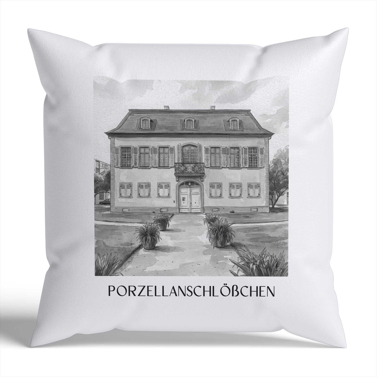 porzellanschlößchen-darmstadt-deutschland-kissenbezug-aquarell-schwarz-weiss