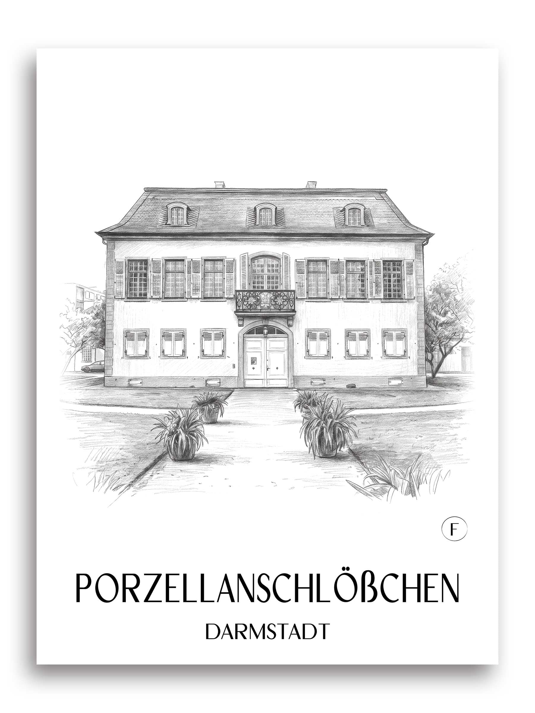 porzellanschlößchen-darmstadt-deutschland-poster-bleistift-zeichnung-drawing