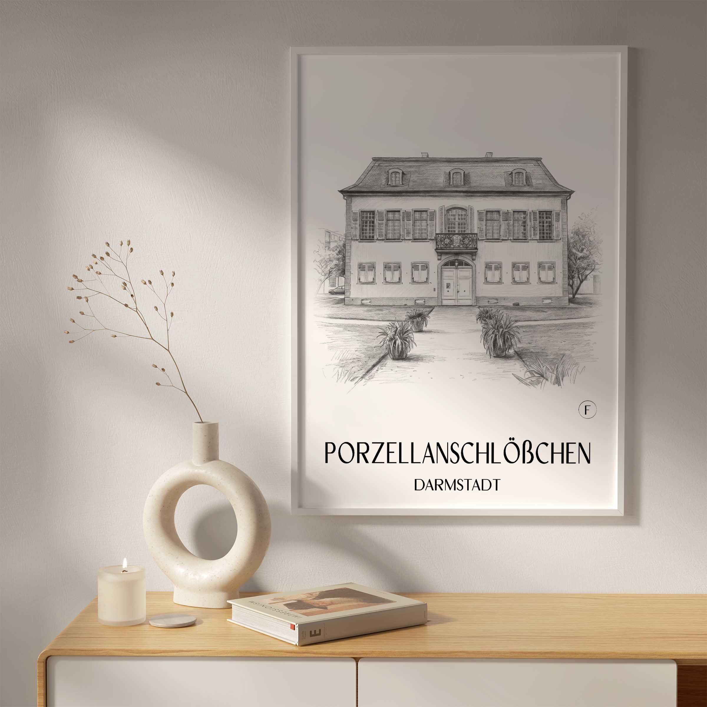 porzellanschlößchen-darmstadt-deutschland-poster-bleistift-zeichnung-drawing
