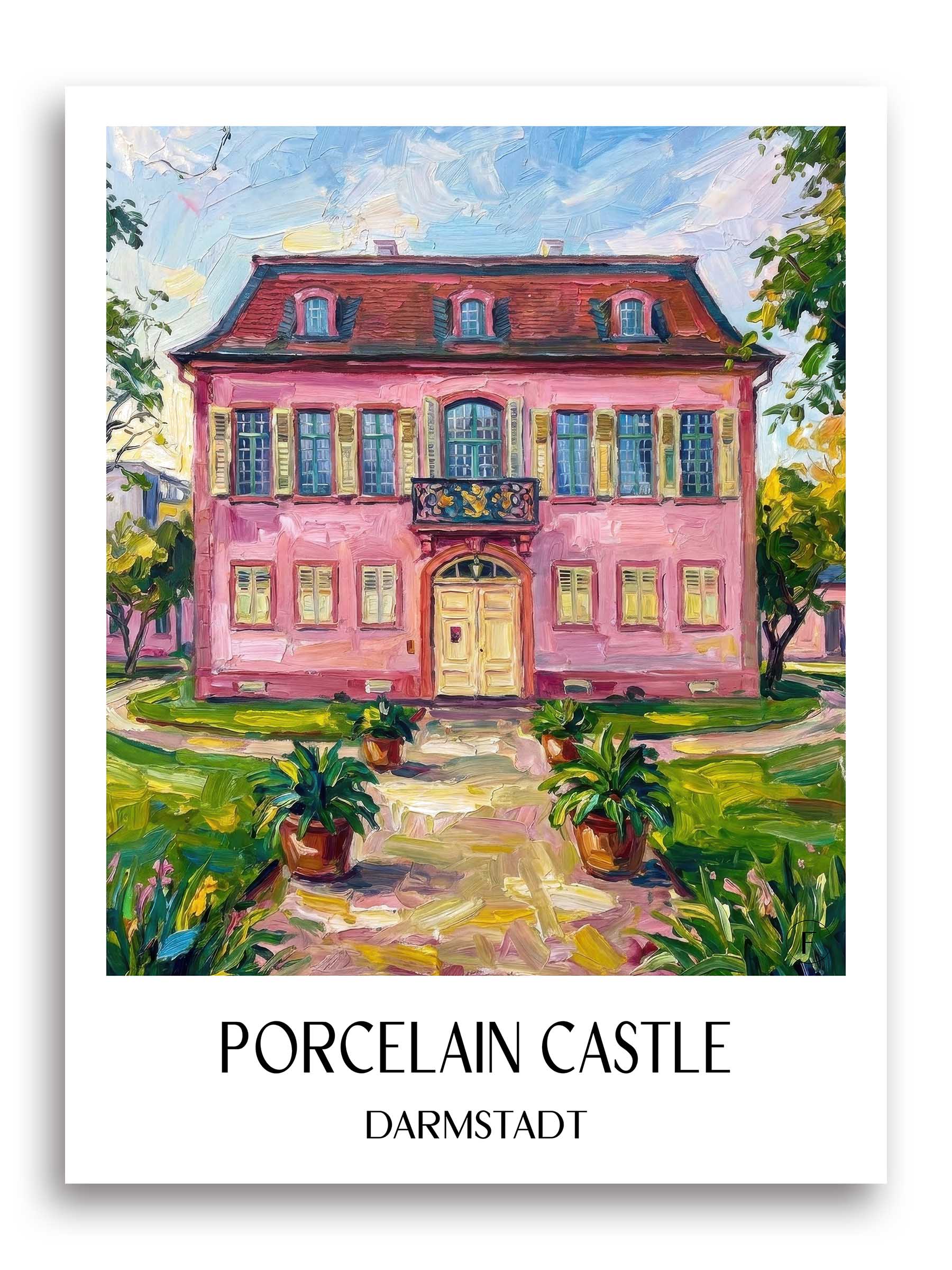 Porzellanschlößchen Poster - Darmstadt - Deutschland Kunstdruck - Ölgemälde von A4 bis A1 - favplace