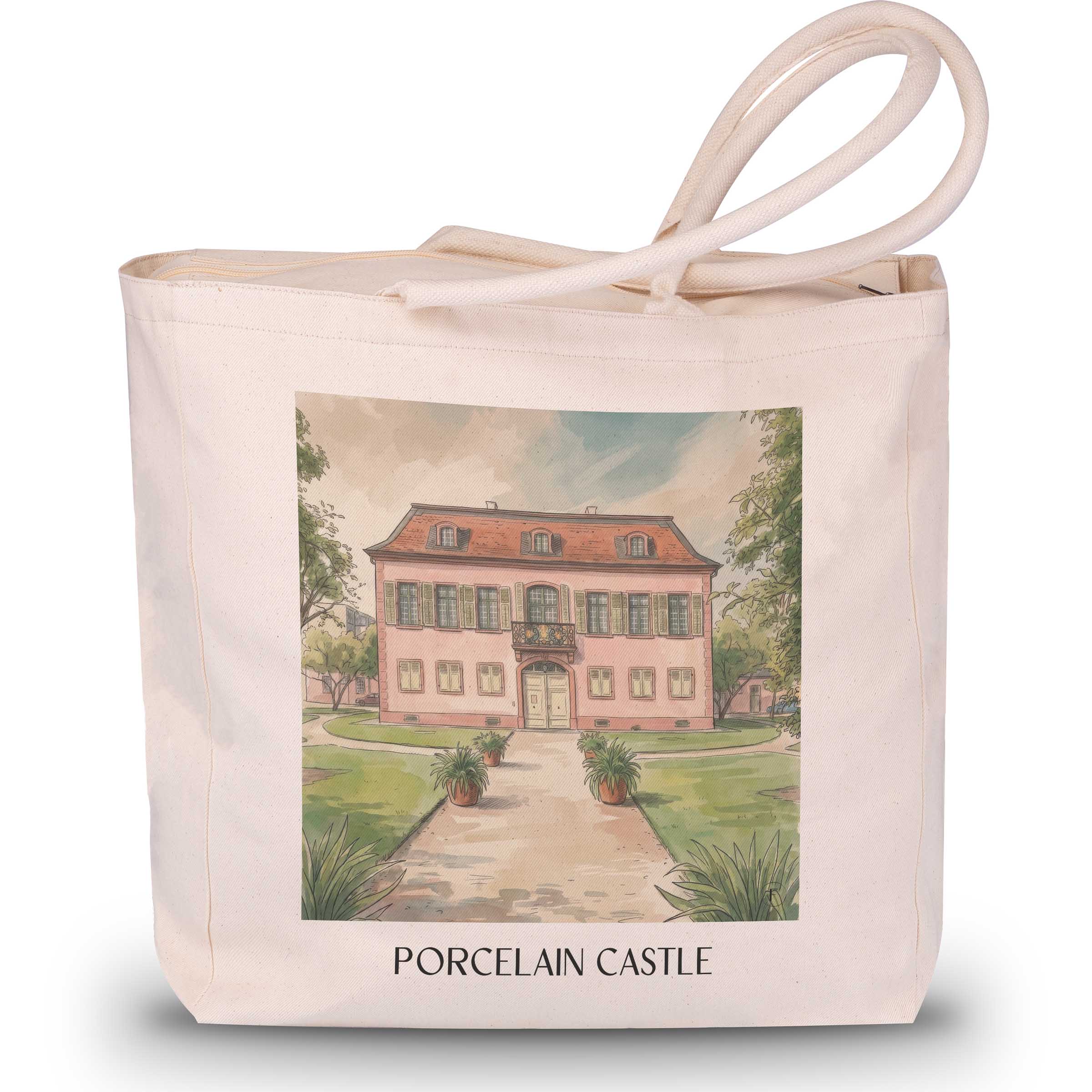Porzellanschlößchen Shopping Tasche - Darmstadt - Deutschland Tote Bag - Einkaufstasche im Aquarell Stil - favplace