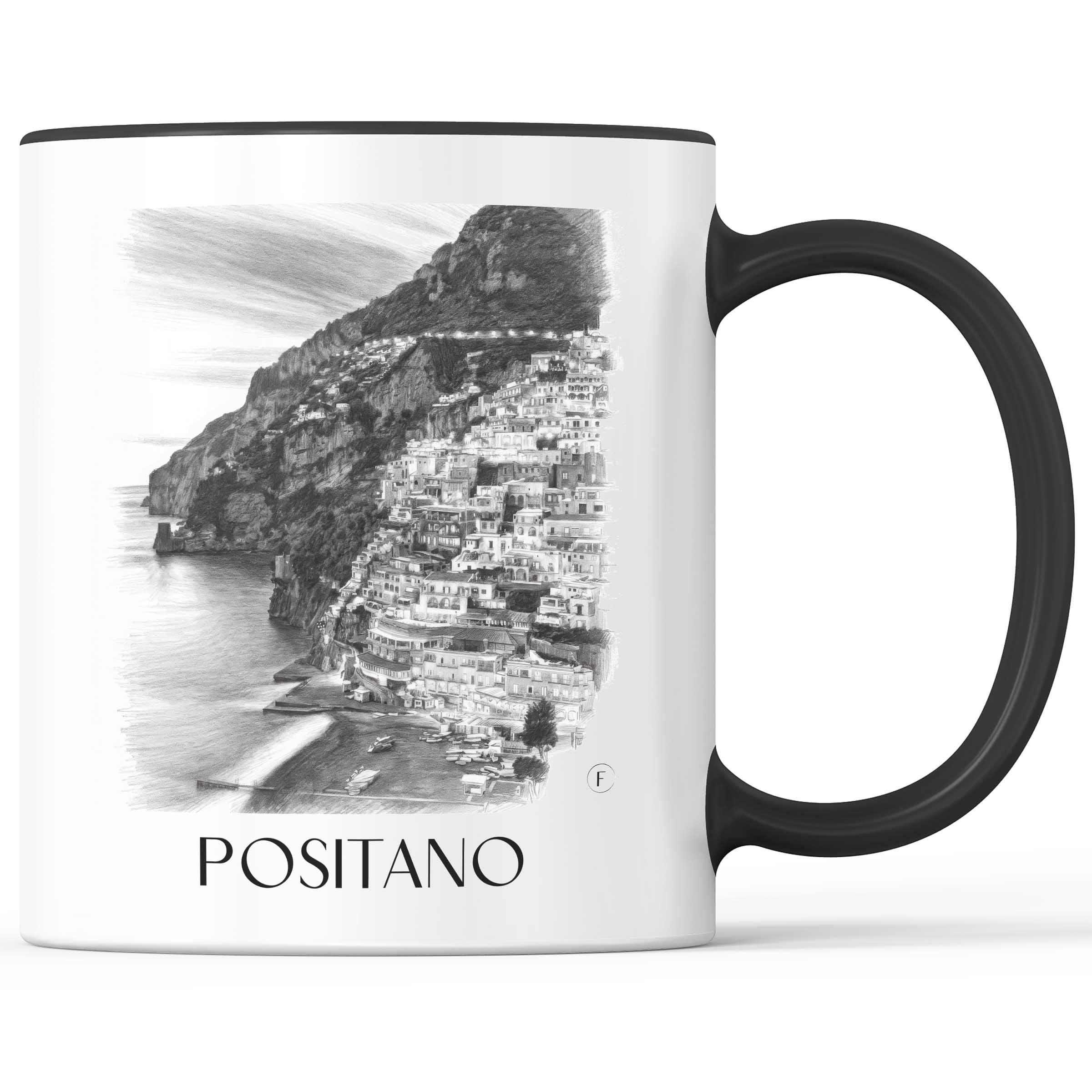 positano-amalfi-küste-italien-kaffeebecher-bleistift-zeichnung-drawing