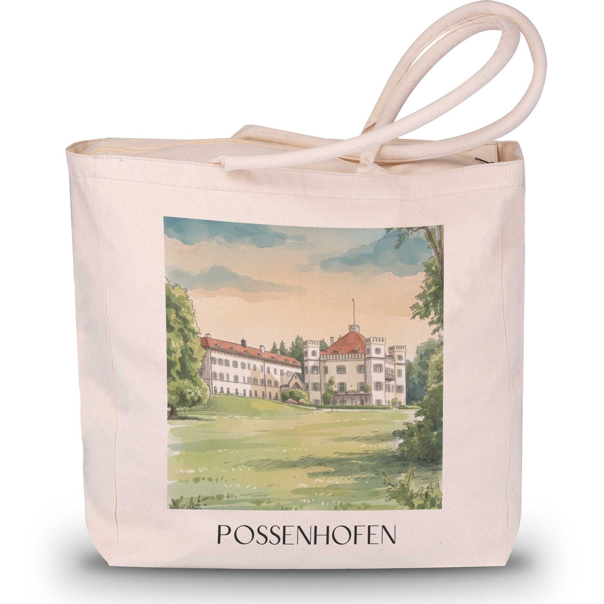 possenhofen-fünfseenland-deutschland-einkaufstasche-aquarell