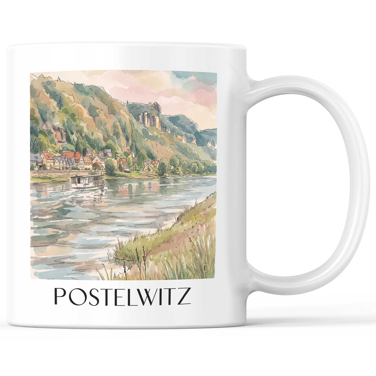 Postelwitz Kaffeebecher - Sächsische Schweiz - Deutschland Becher - Kaffeetasse im Aquarell Stil - favplace