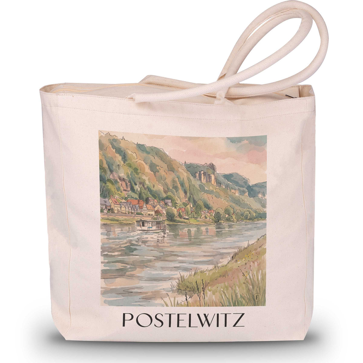 postelwitz-sächsische-schweiz-deutschland-einkaufstasche-aquarell