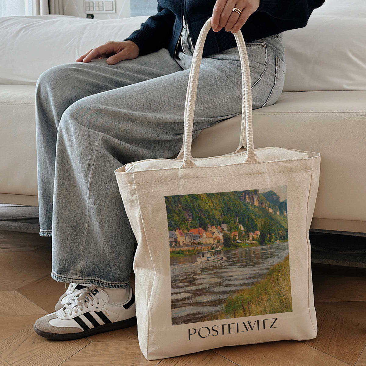 postelwitz-sächsische-schweiz-deutschland-einkaufstasche-oil-painting-oelgemaelde