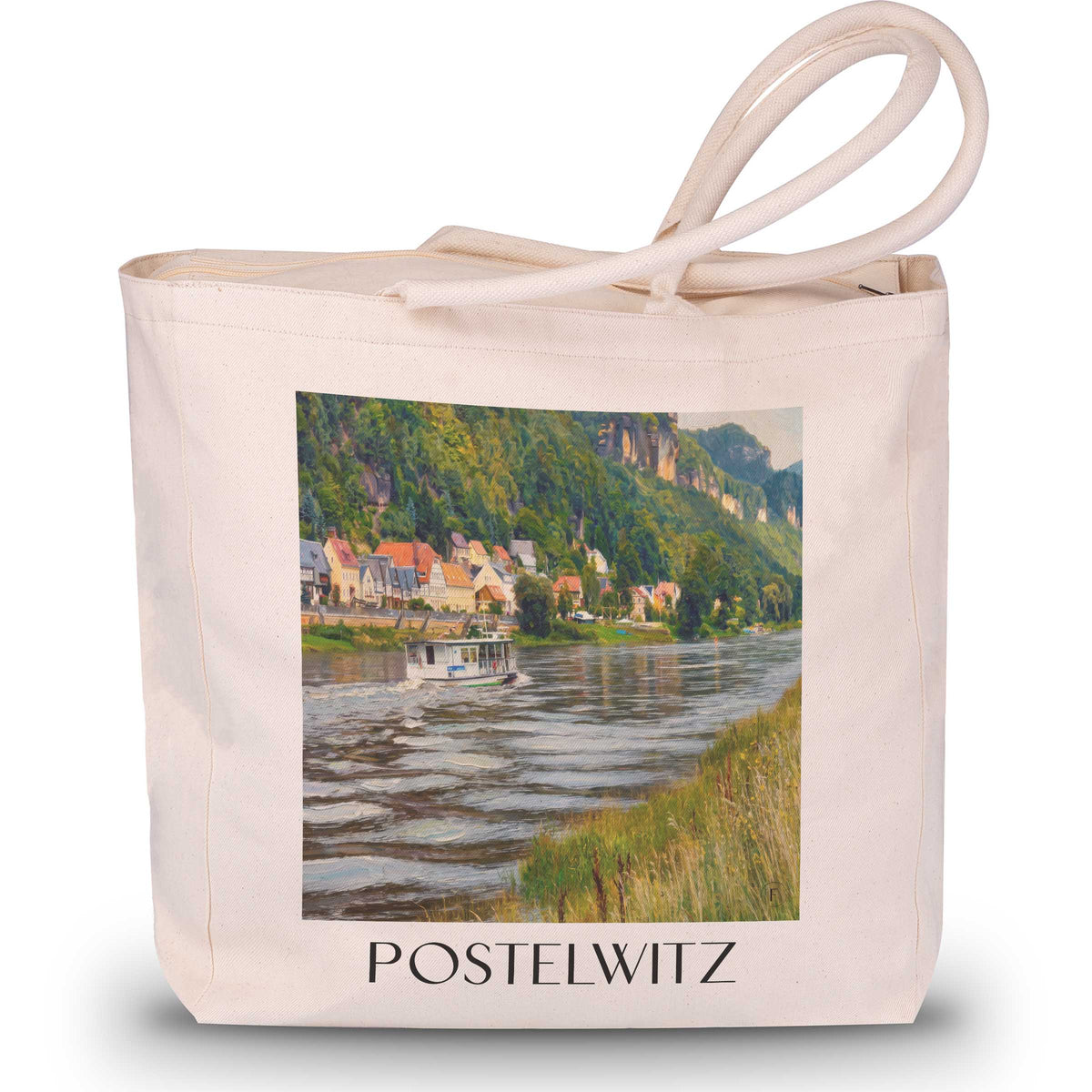 postelwitz-sächsische-schweiz-deutschland-einkaufstasche-oil-painting-oelgemaelde