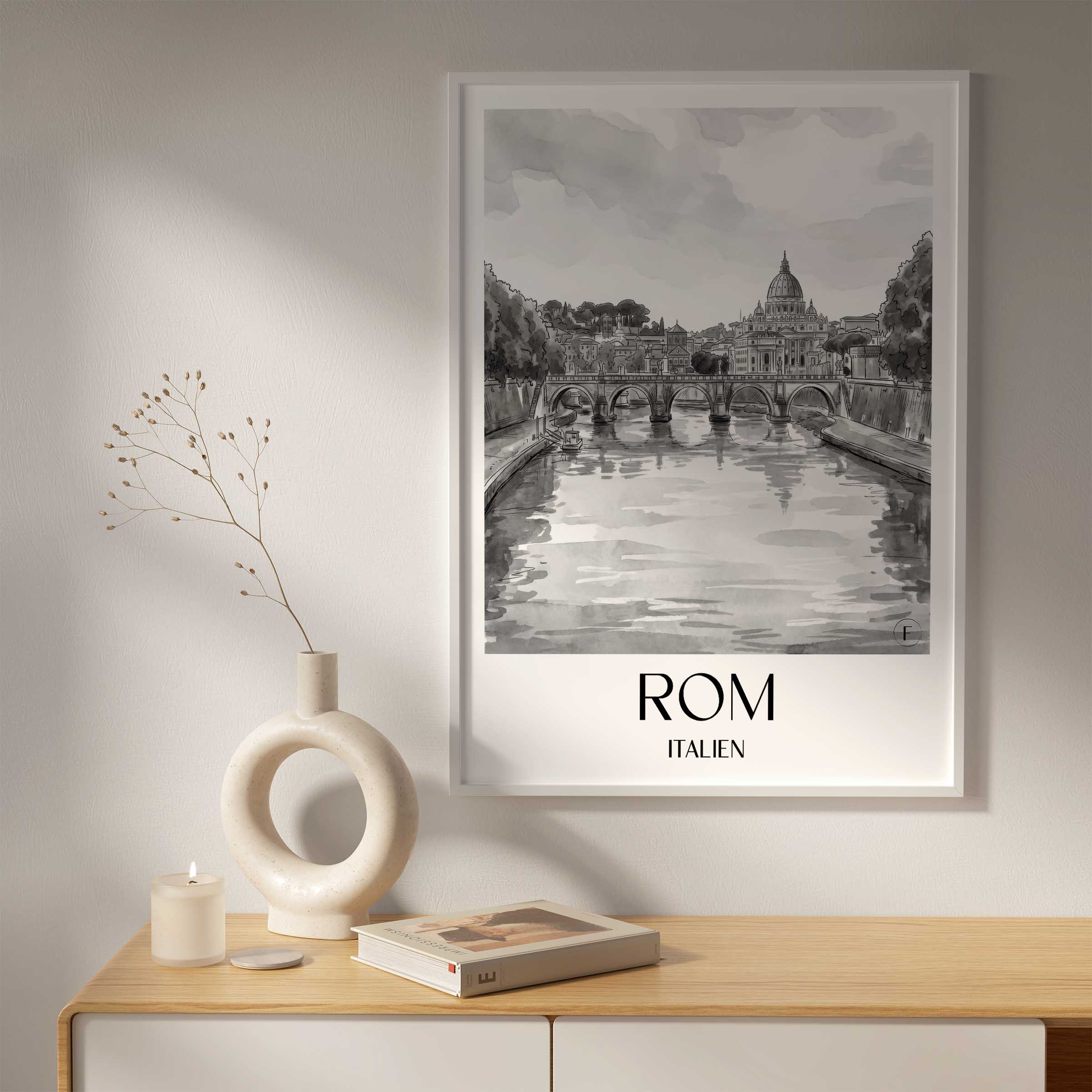 rom-italien-poster-aquarell-schwarz-weiss
