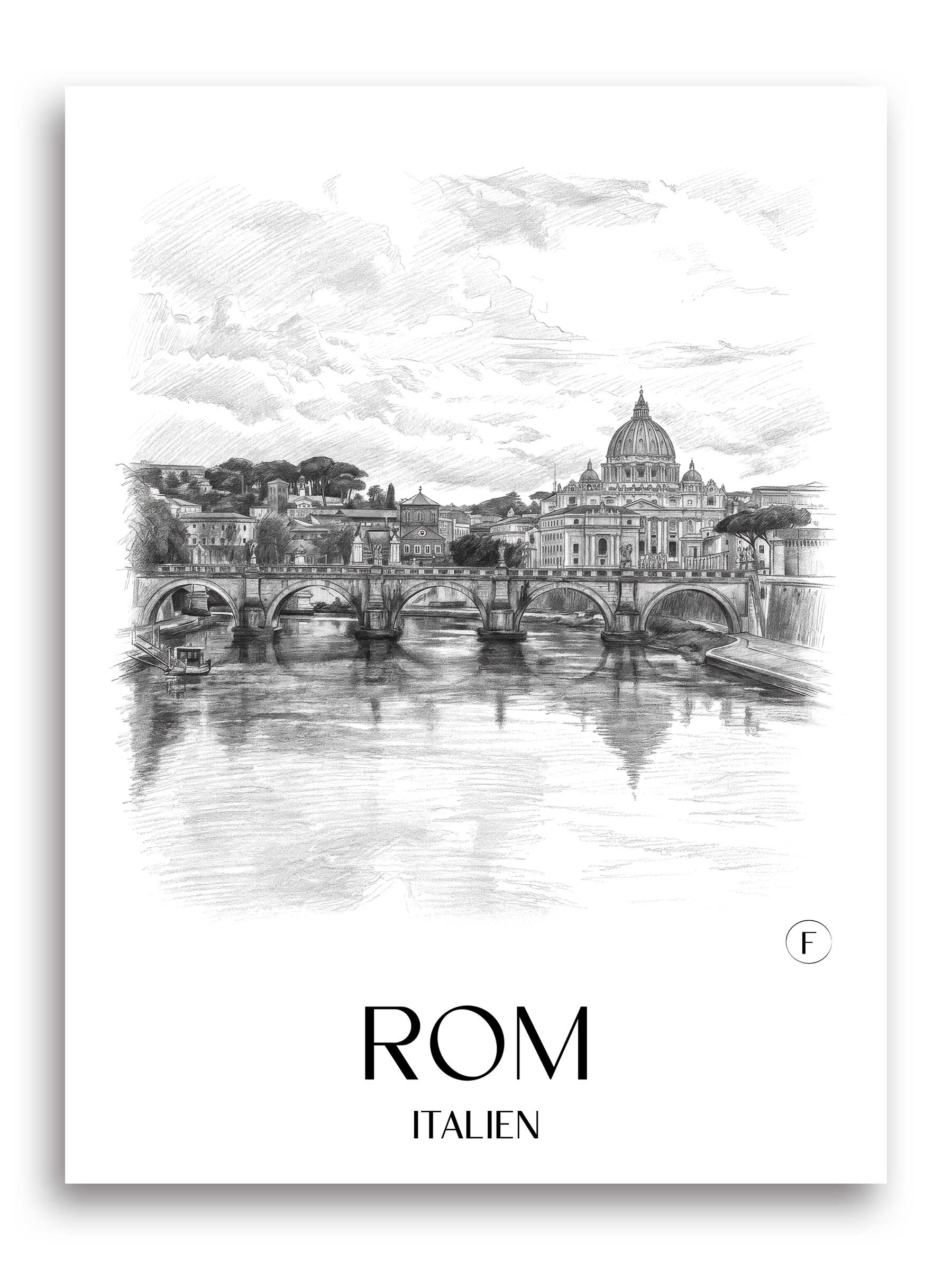 rom-italien-poster-bleistift-zeichnung-drawing