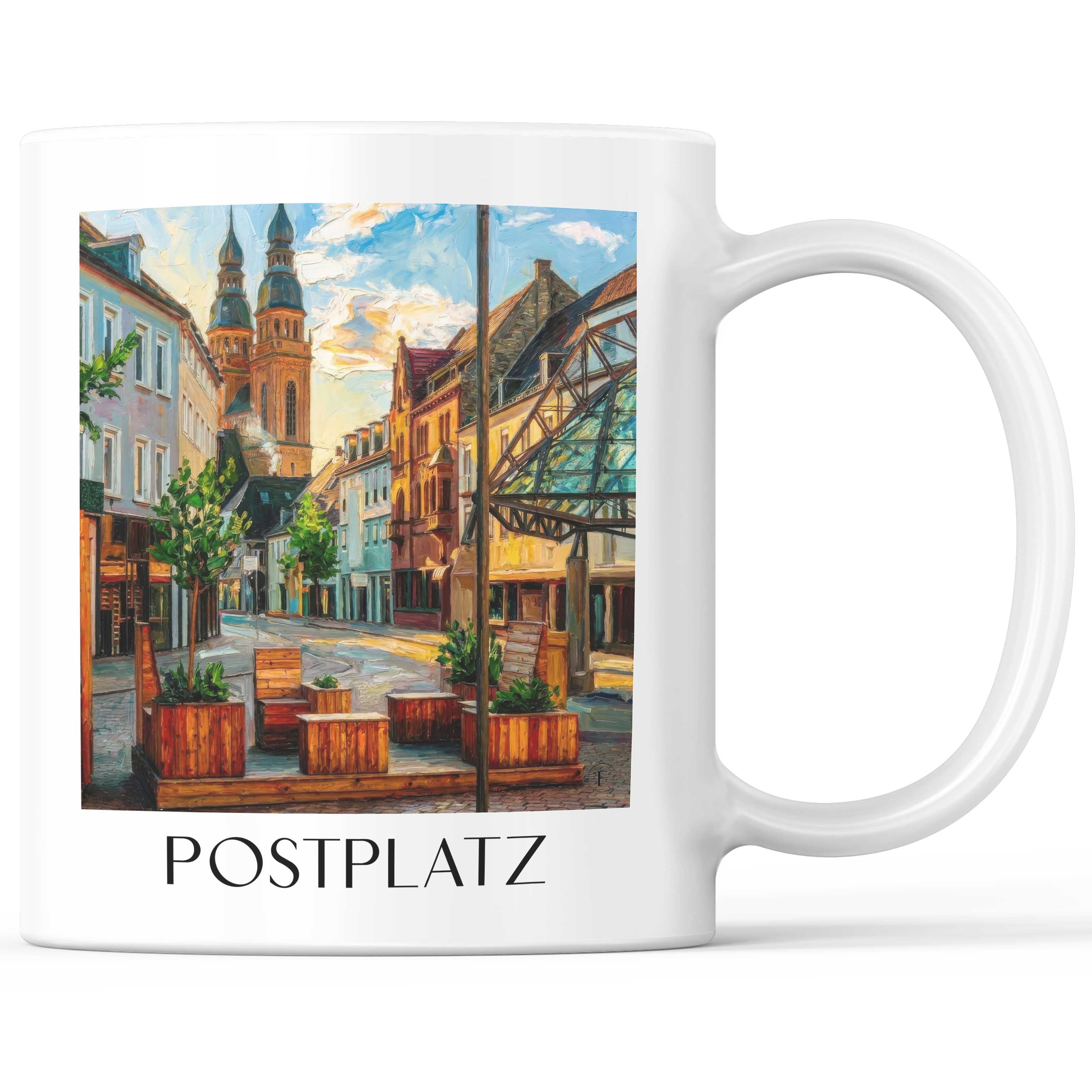 Postplatz Kaffeebecher - Speyer - Deutschland Becher - Kaffeetasse im Ölgemälde Stil - favplace