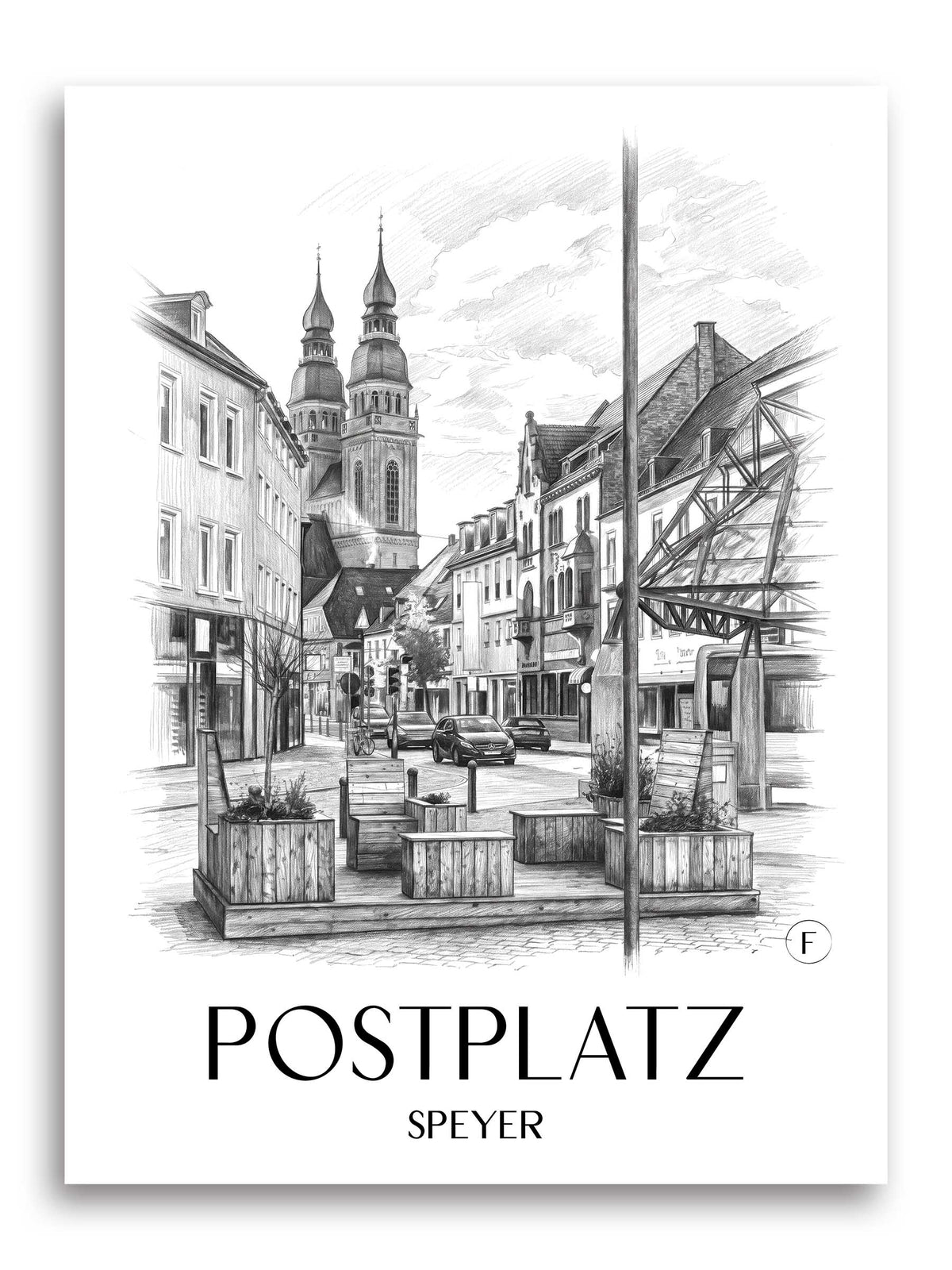 postplatz-speyer-deutschland-poster-bleistift-zeichnung-drawing