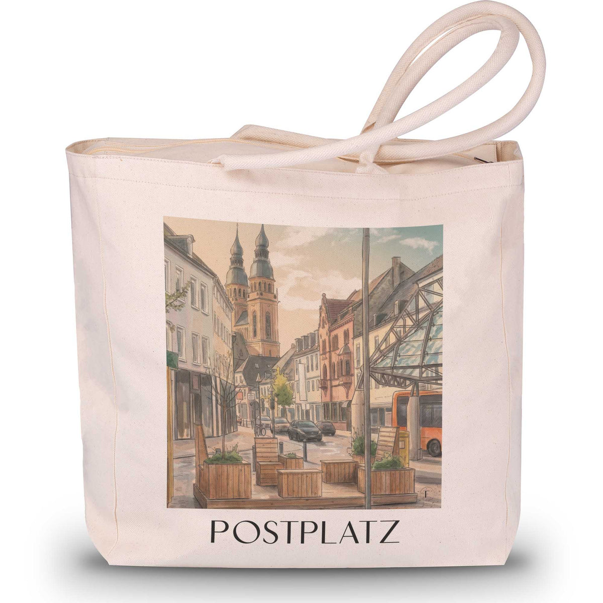 postplatz-speyer-deutschland-einkaufstasche-aquarell