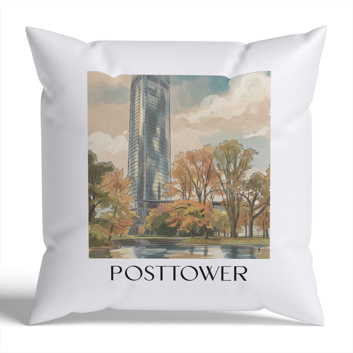 posttower-bonn-deutschland-kissenbezug-aquarell