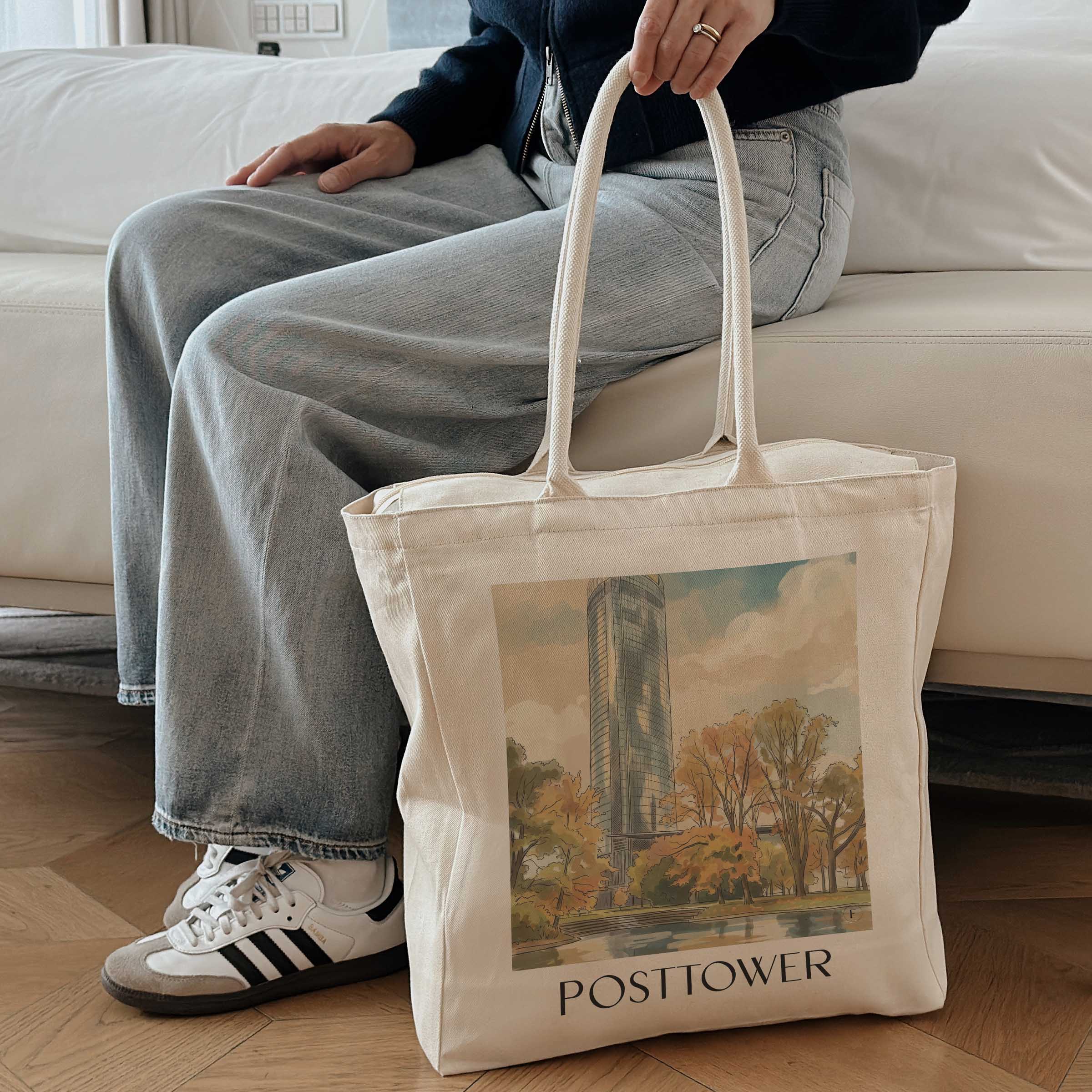 posttower-bonn-deutschland-einkaufstasche-aquarell