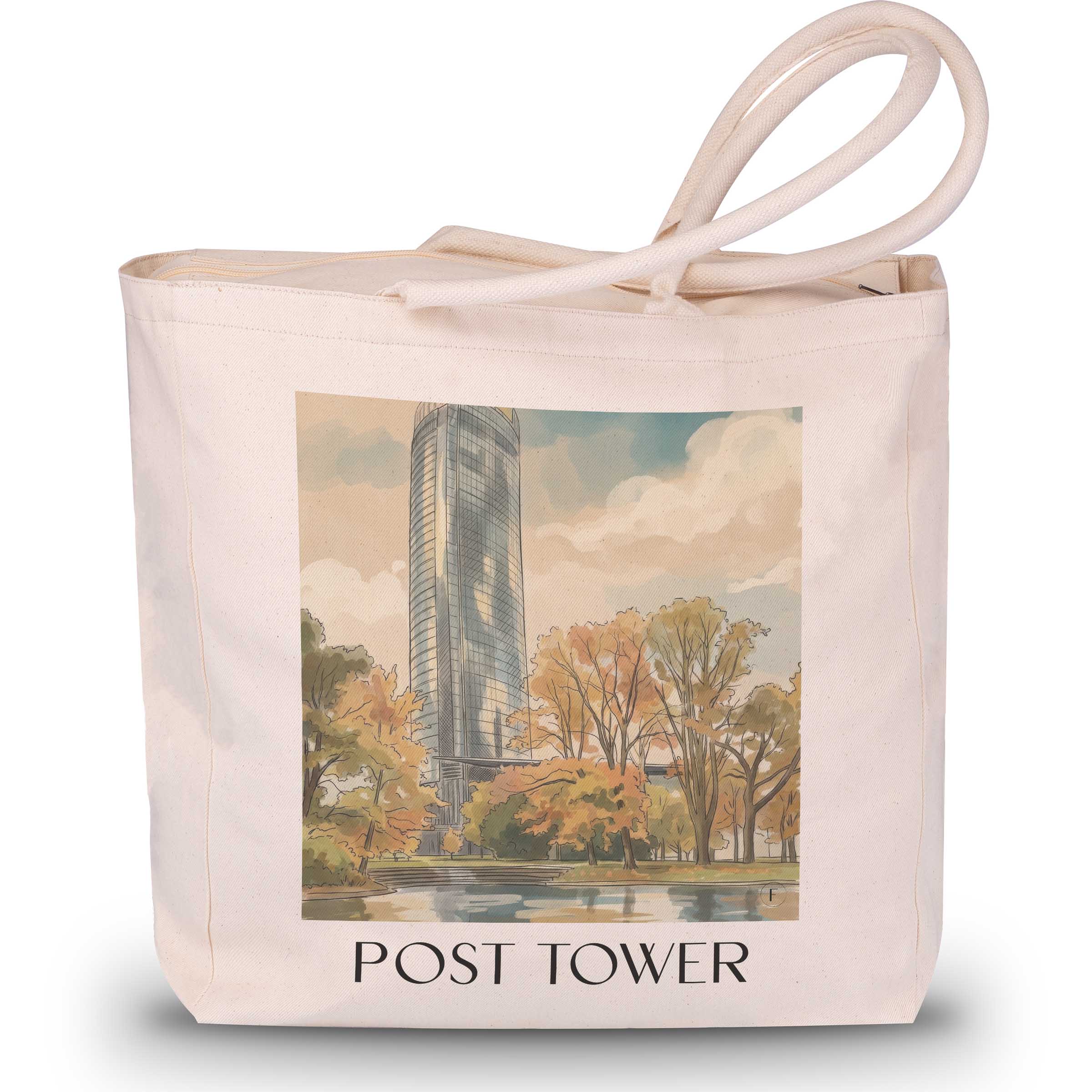Posttower Shopping Tasche - Bonn - Deutschland Tote Bag - Einkaufstasche im Aquarell Stil - favplace