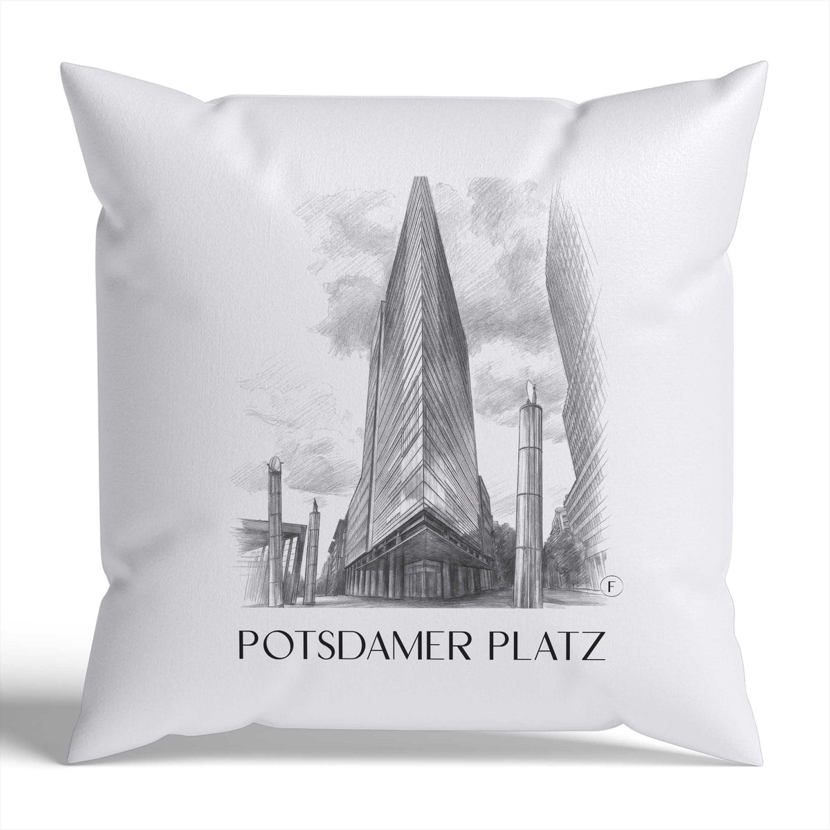 Potsdamer Platz Kissenhülle - Zierkissen Bezug - Berlin - Deutschland Kissen bzw. Kissenbezug im Zeichnung Stil - favplace