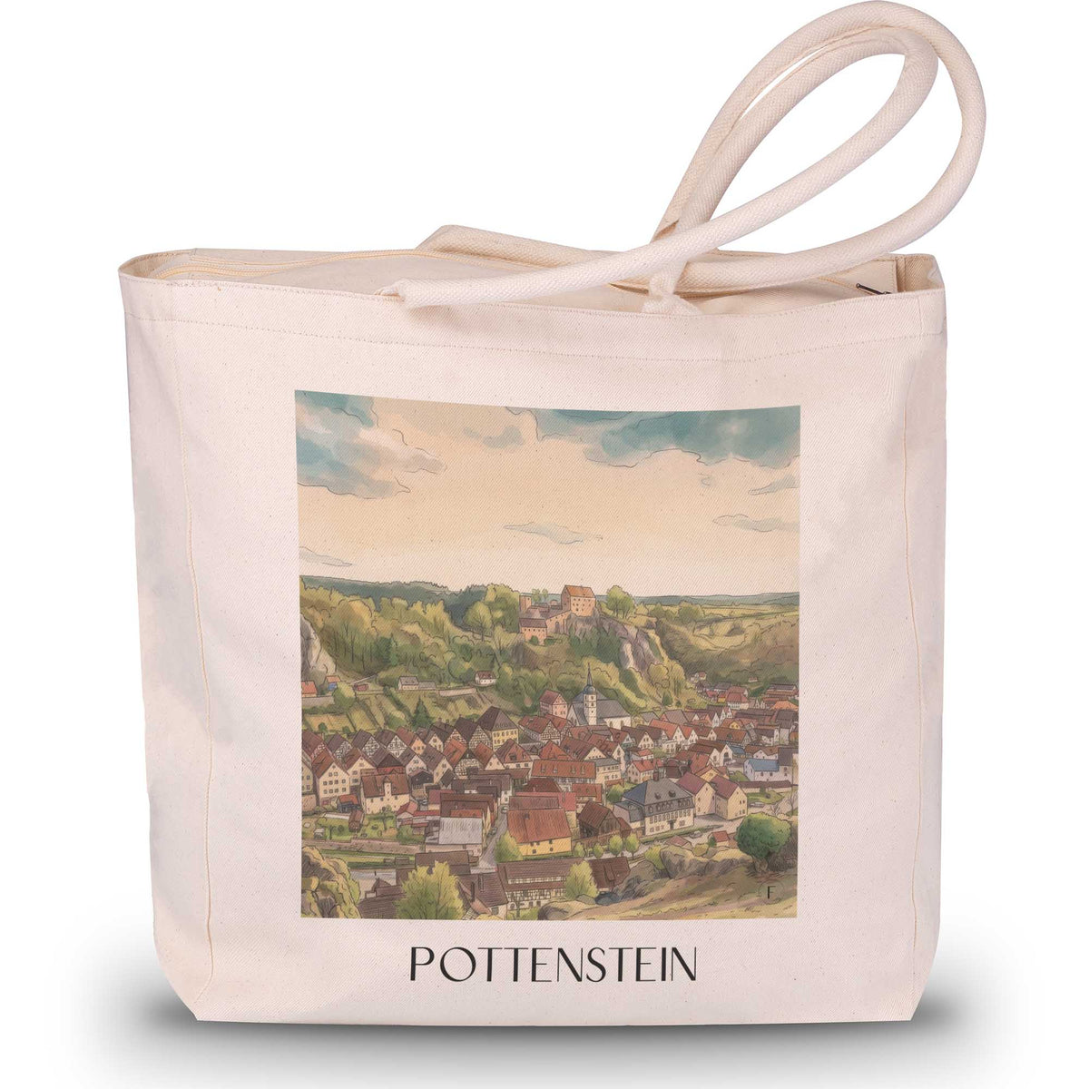 pottenstein-oberfranken-deutschland-einkaufstasche-aquarell