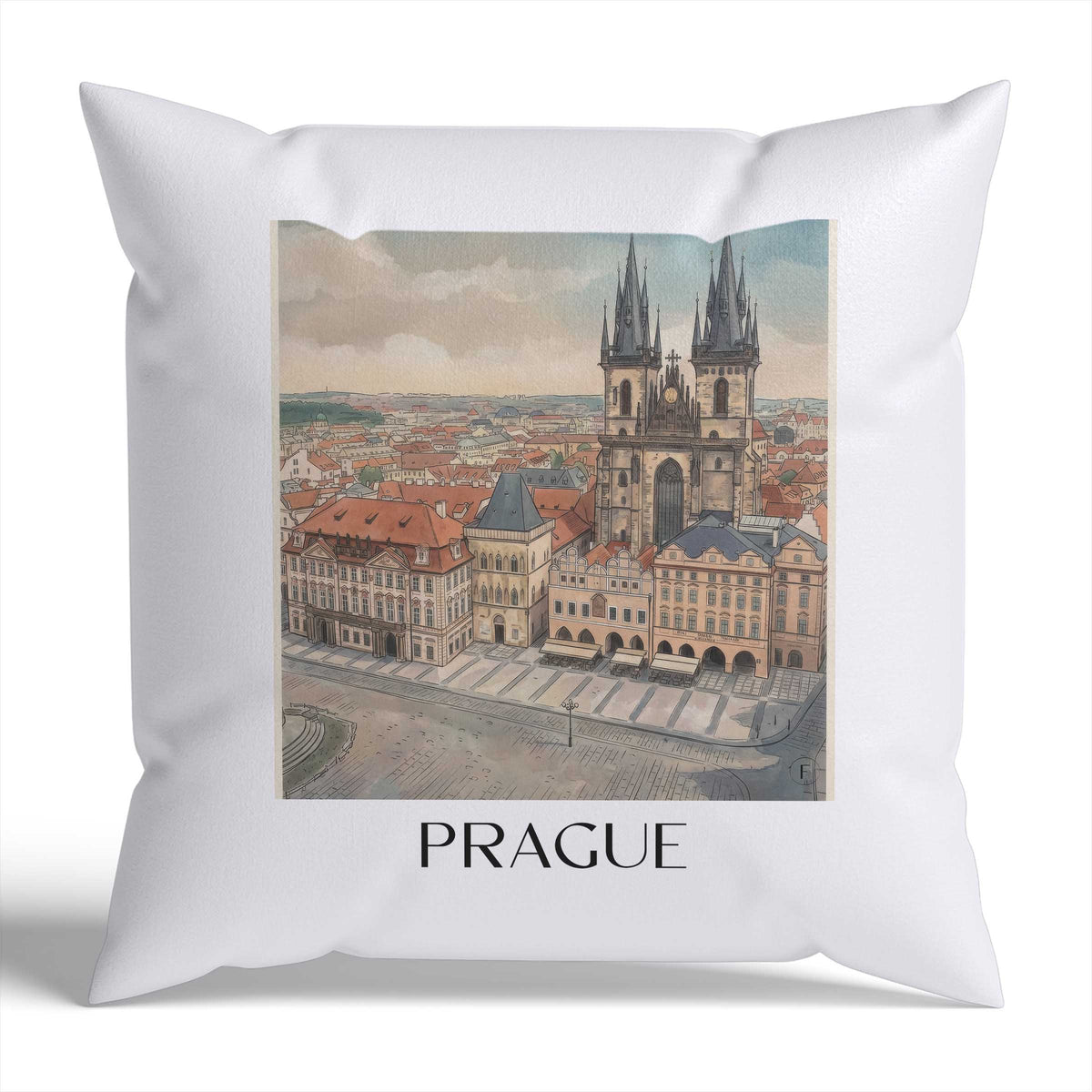 Prag Kissenhülle - Zierkissen Bezug - Tschechien - Tschechien Kissen bzw. Kissenbezug im Aquarell Stil - favplace