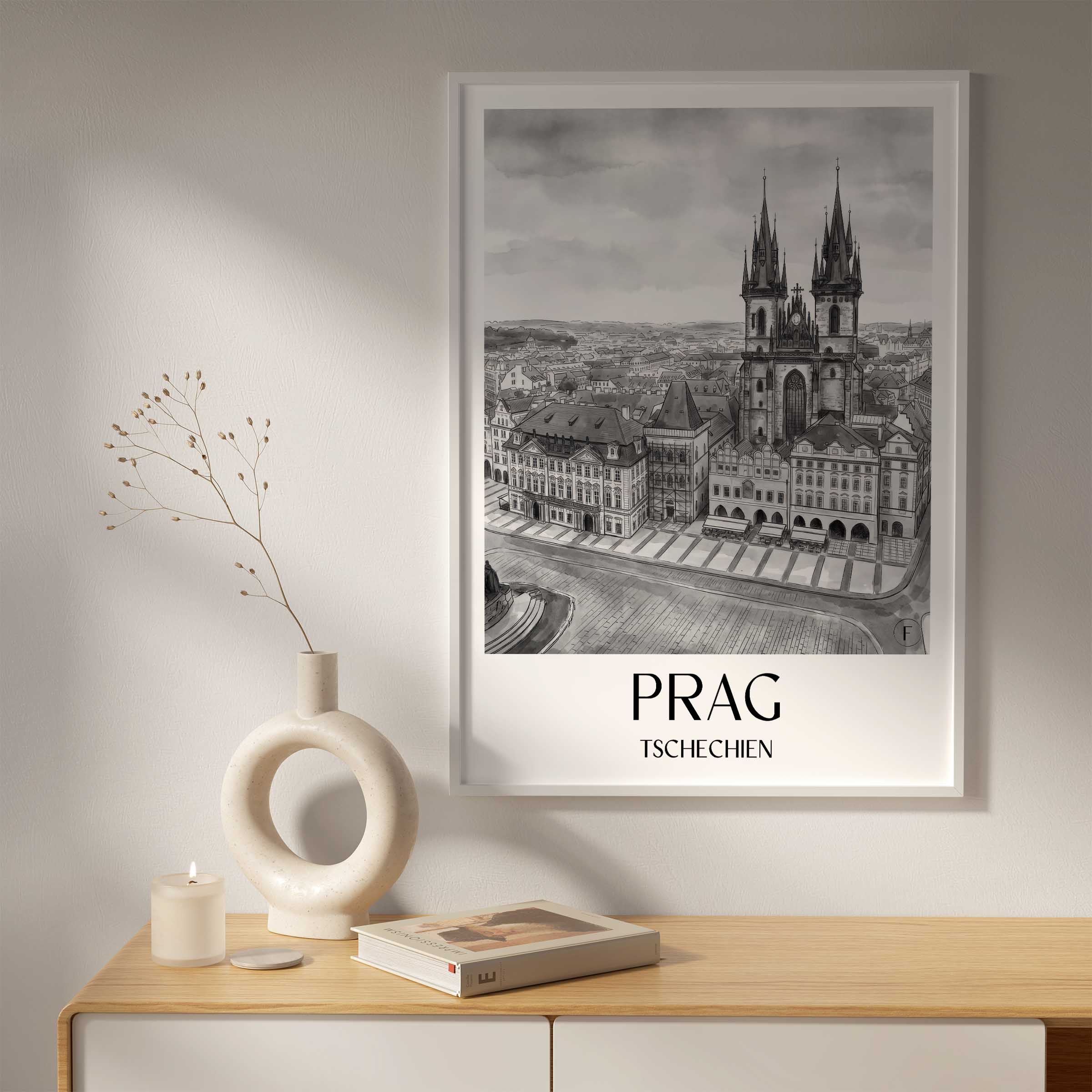 prag-tschechien-poster-aquarell-schwarz-weiss