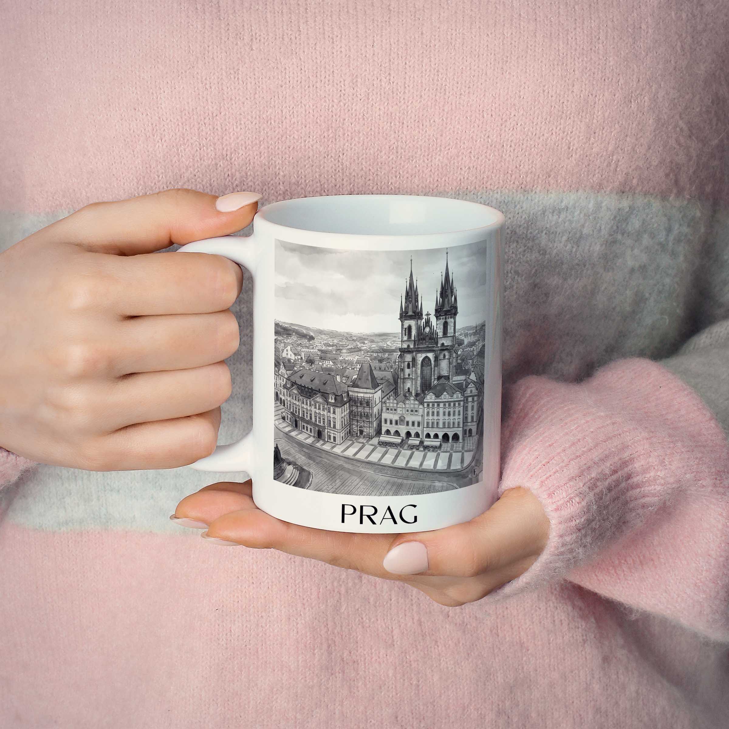 prag-tschechien-kaffeebecher-aquarell-schwarz-weiss